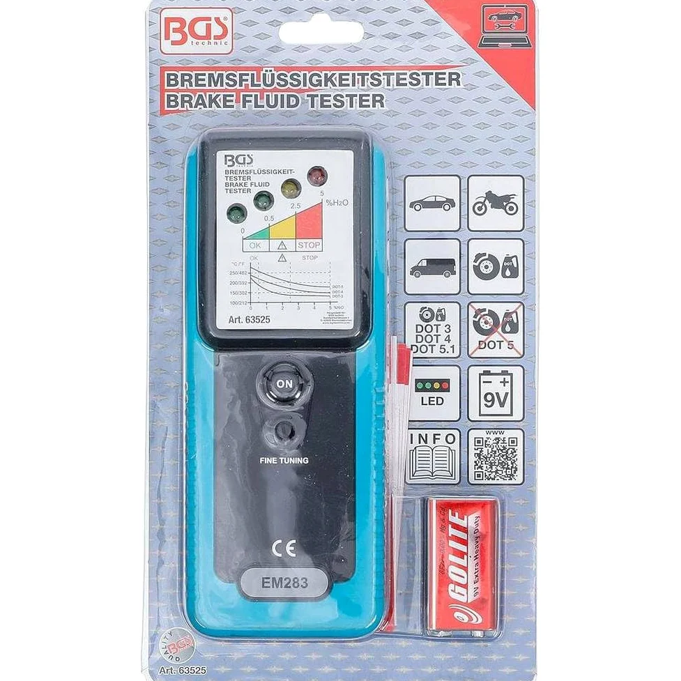 D-Work Probador de Líquido de Frenos - Compacto 13,6 x 4,1 x 24,1 cm - Precisión y fiabilidad