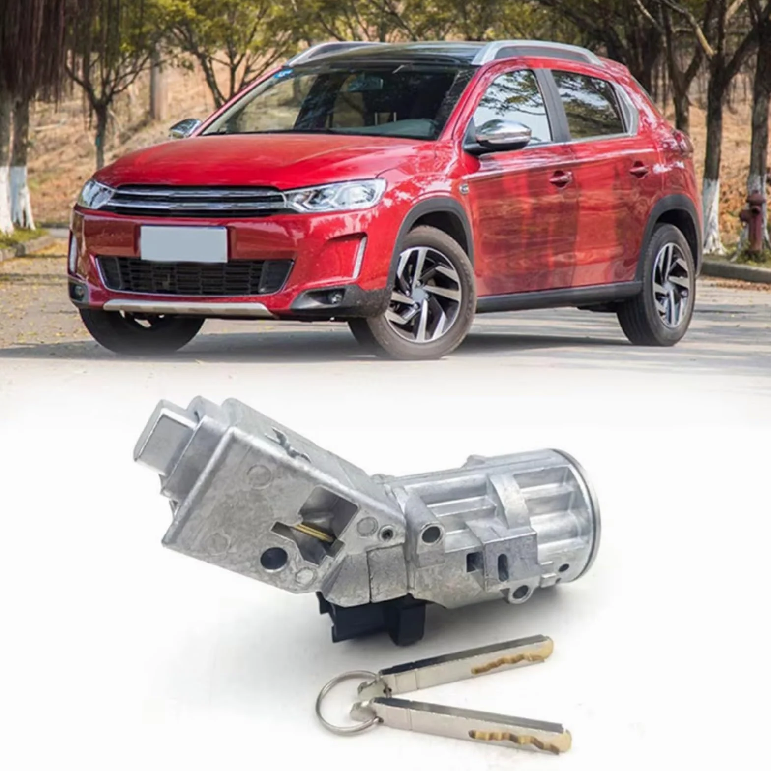 Cilindro contacto con llaves Cilindro Cerradura Puerta Automóvil Compatible Con CITROEN Para C4 2004 2005 2006 2008-2016 7B1K16C 4162PT Interruptor Bloqueo Arranque Encendido Con 2 Llaves