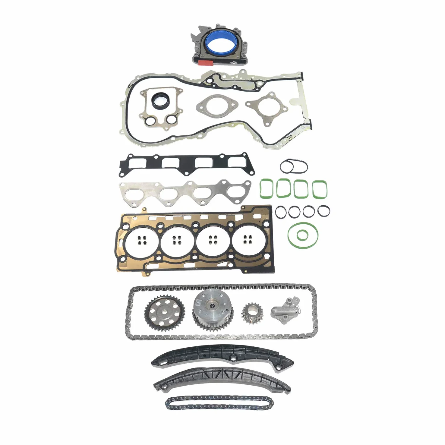 Bisenya Kit de cadena de distribución VVT y juntas de cubierta de cabeza compatibles con 1.4 TSI CAX CAV CTH BKG AXU 1.6 FSI BLP 03C109287G 03C109287F
