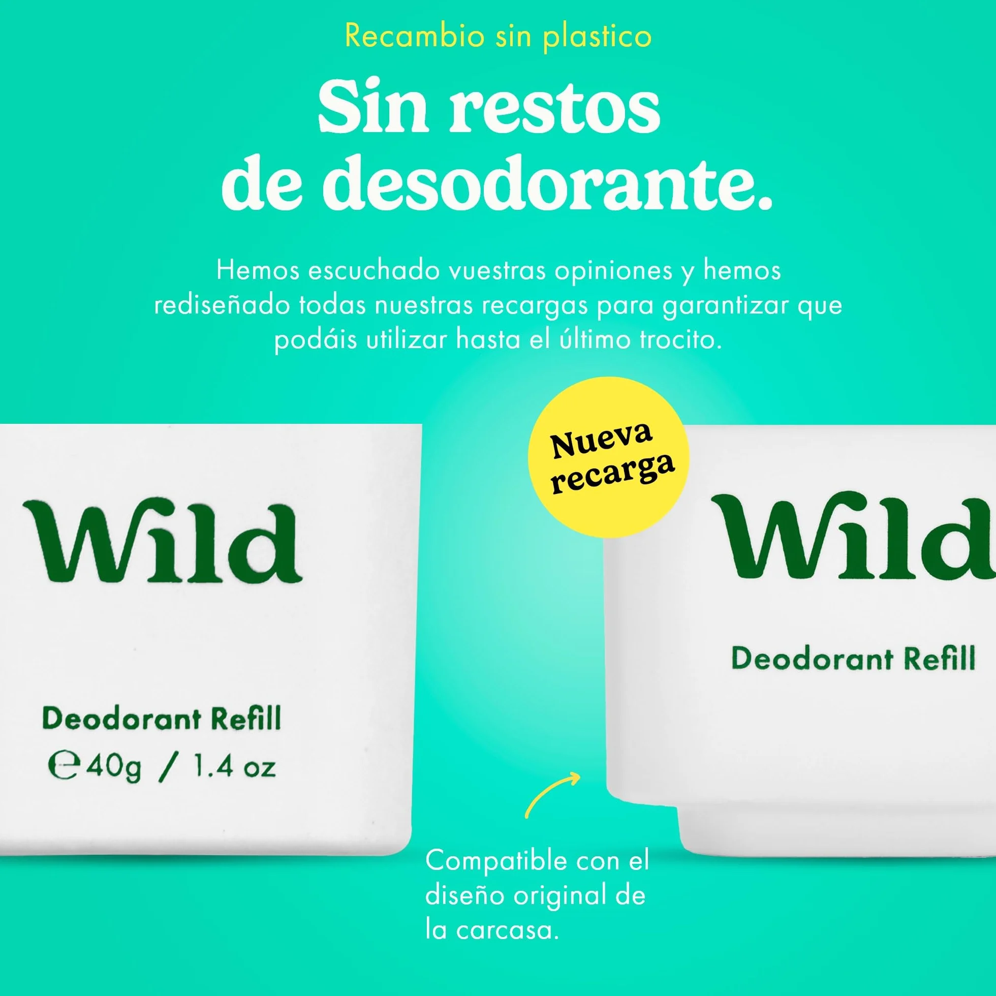 Wild Desodorante Natural Recargable Sin Aluminio Pack Variado con Esencias Fresh Cotton, Sea Salt, Cherry Blossom & Coconut Vanilla