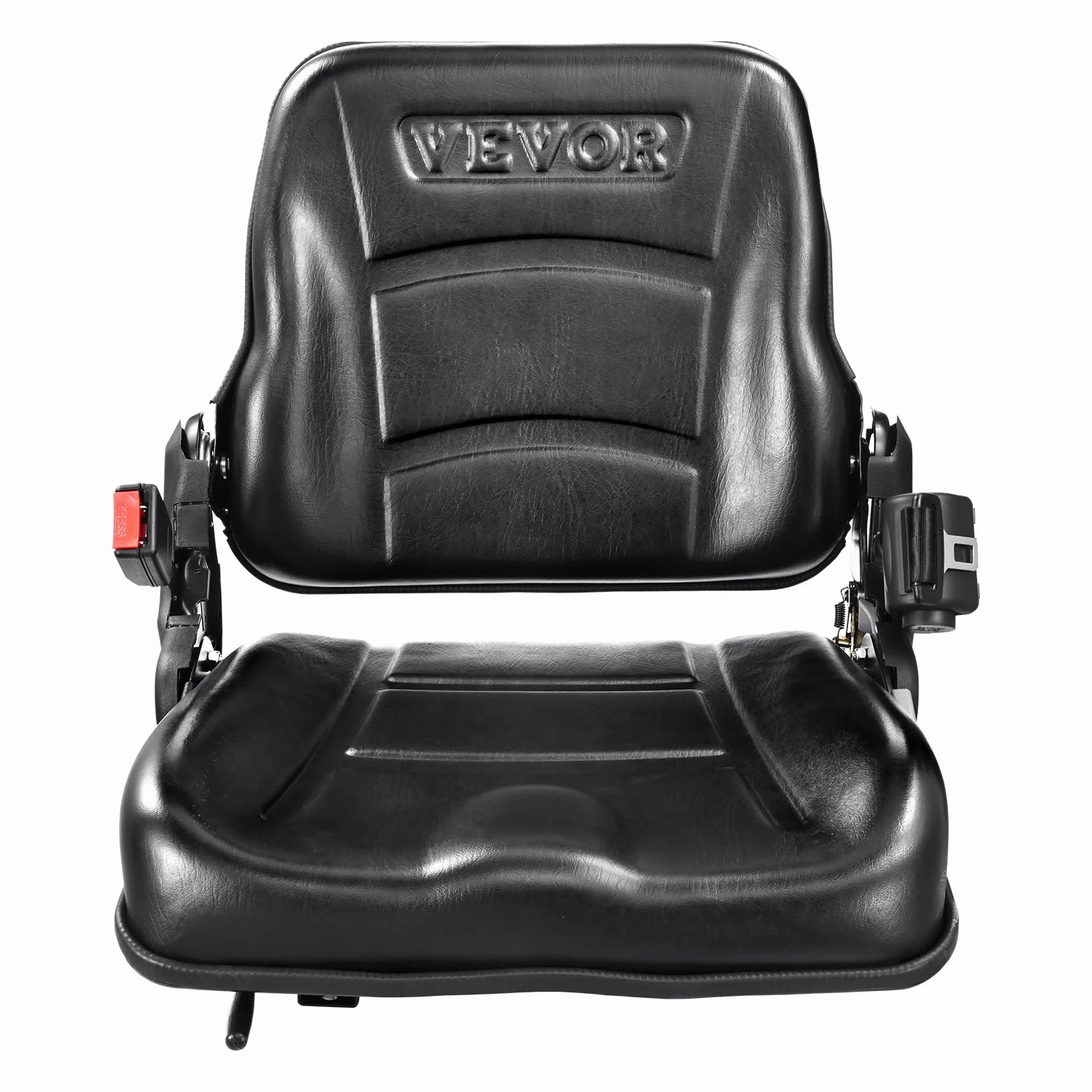 VEVOR Asiento Universal para Carretilla Elevadora, Plegable con Respaldo Ajustable y Cinturón Retráctil, 6 Ranuras