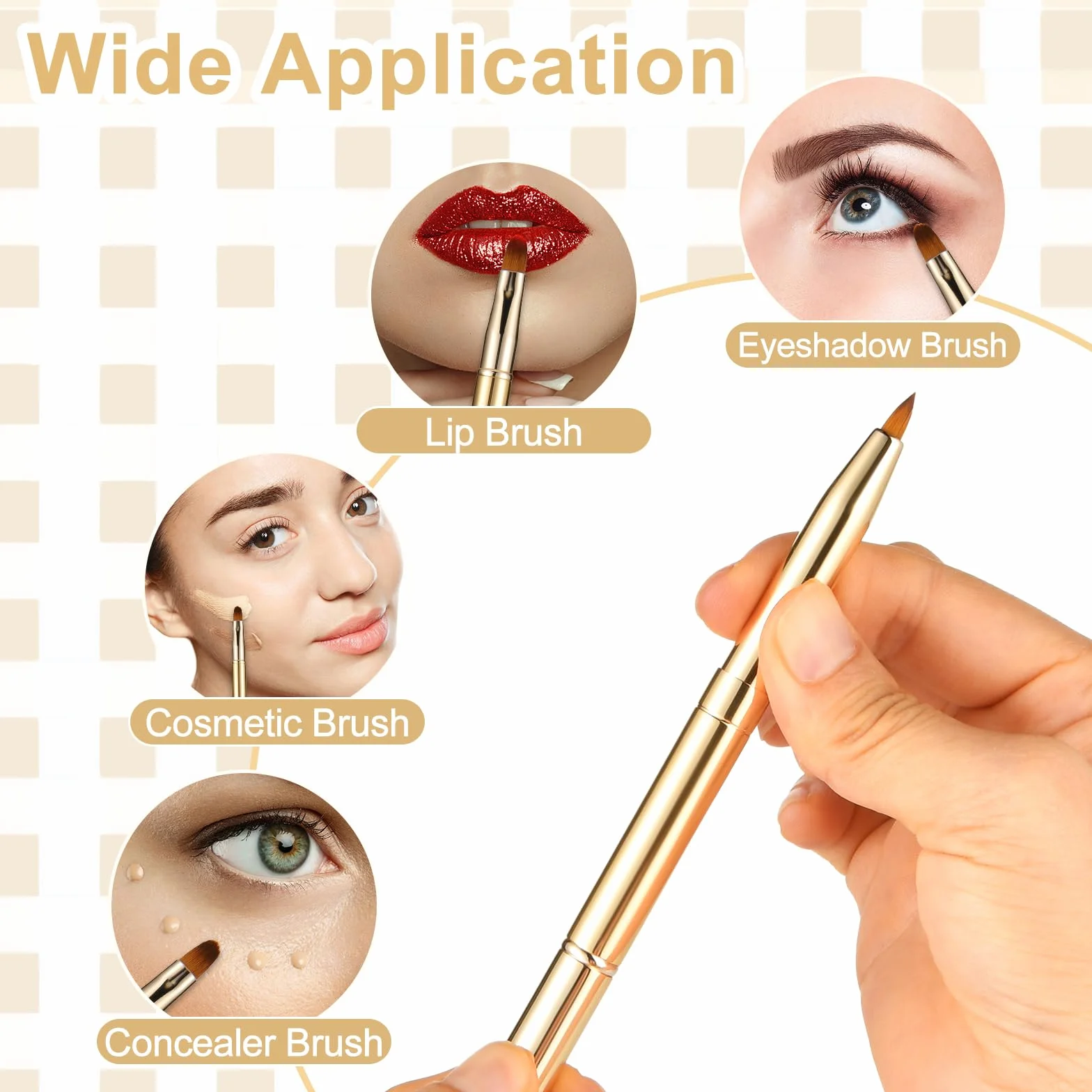 Simarro brochas retráctiles lápiz labial doble extremo metal portátil brillo labios cubierta corrector herramienta maquillaje negro