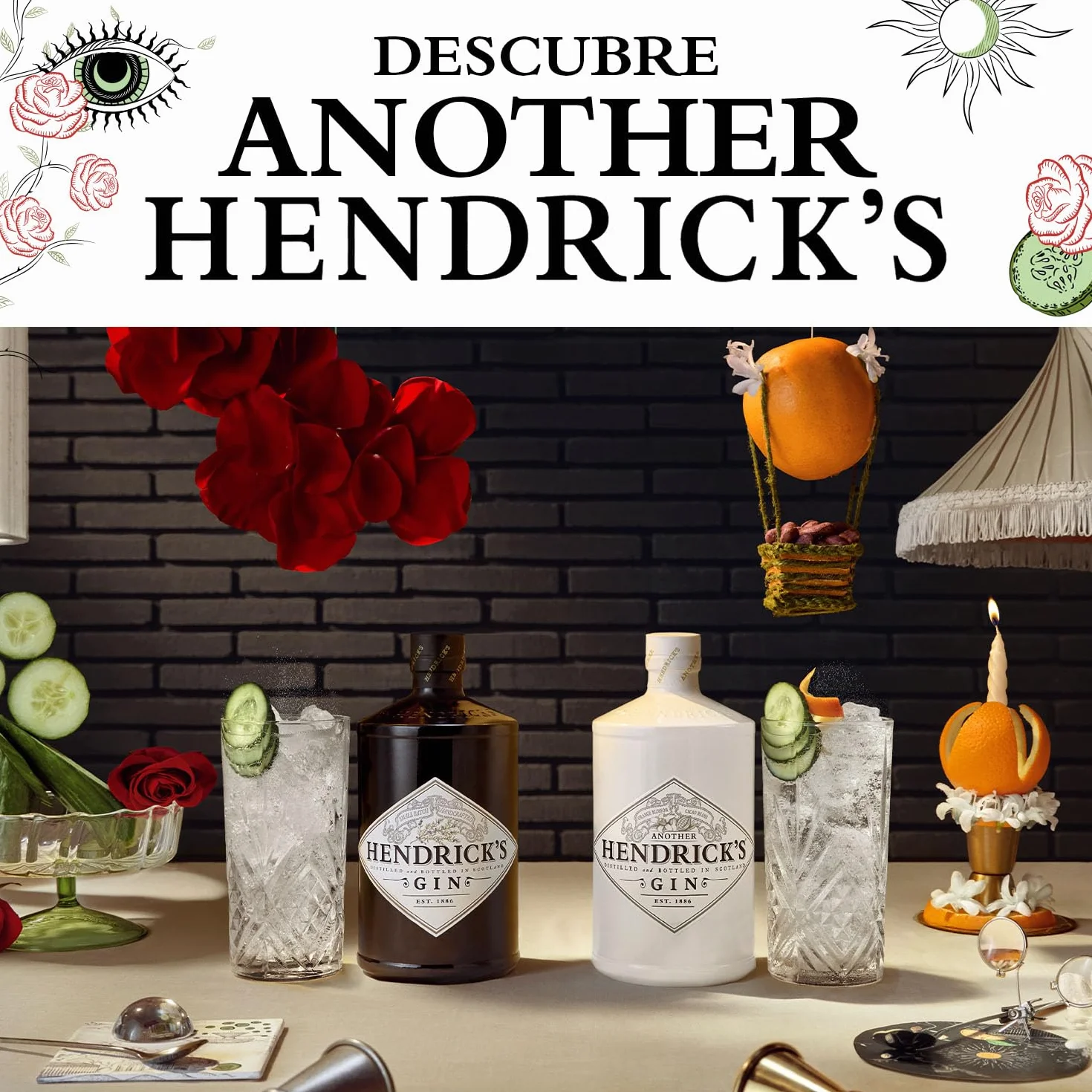 Hendrick's Gin Ginebra superpremium infusionada con pepino y rosa 41,4% vol. 70 cl