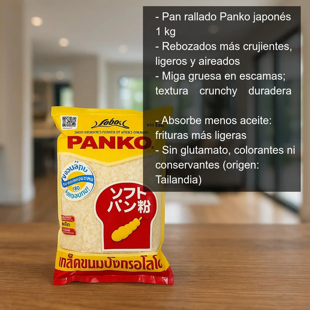 Panko Japonés 1 kg Pan Rallado en Escamas para Rebozados Crujientes Tempura Tonkatsu Airfryer Horno