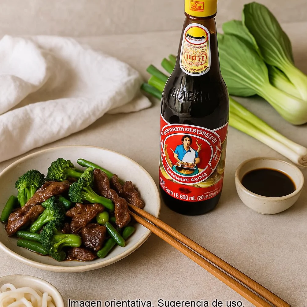 Salsa de ostras 600 ml botella cristal umami para wok cocina asiática