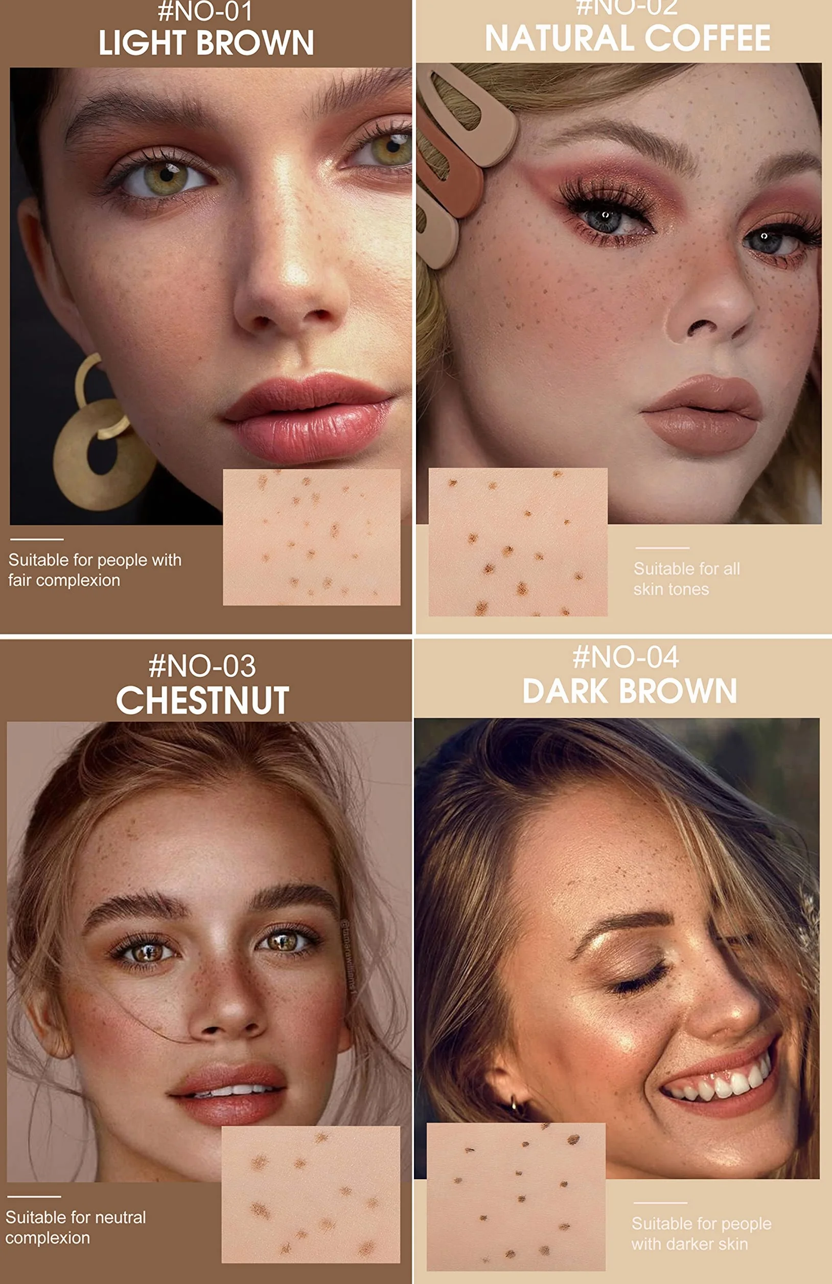 Freckle Pen, Bolígrafo Maquillaje Pecas Realista Impermeable (01#Light Brown)