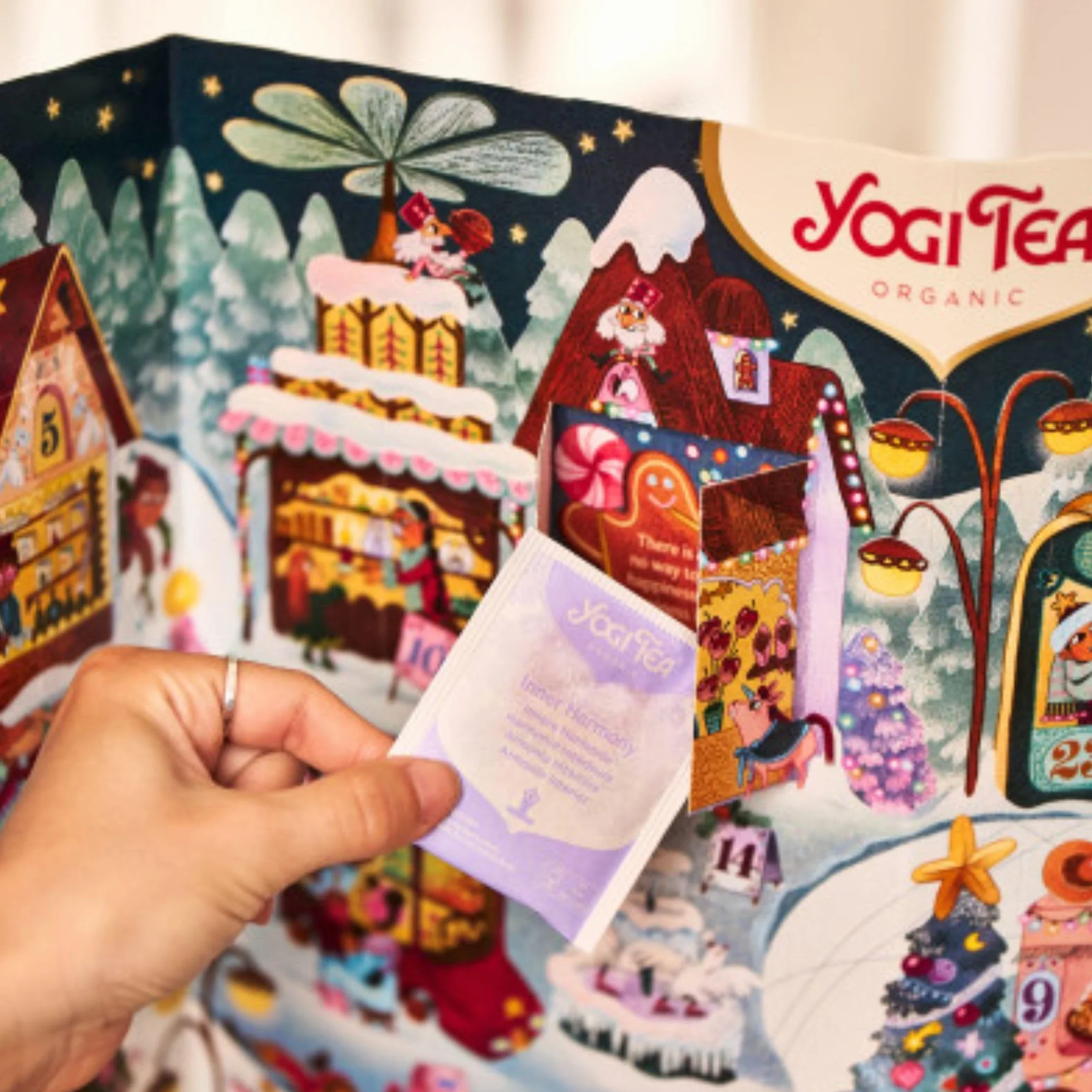 Yogi Tea Calendario de Adviento de Tés 2025 – 24 Variedades de Té Orgánico, 24 Bolsitas y Mensajes Inspiradores