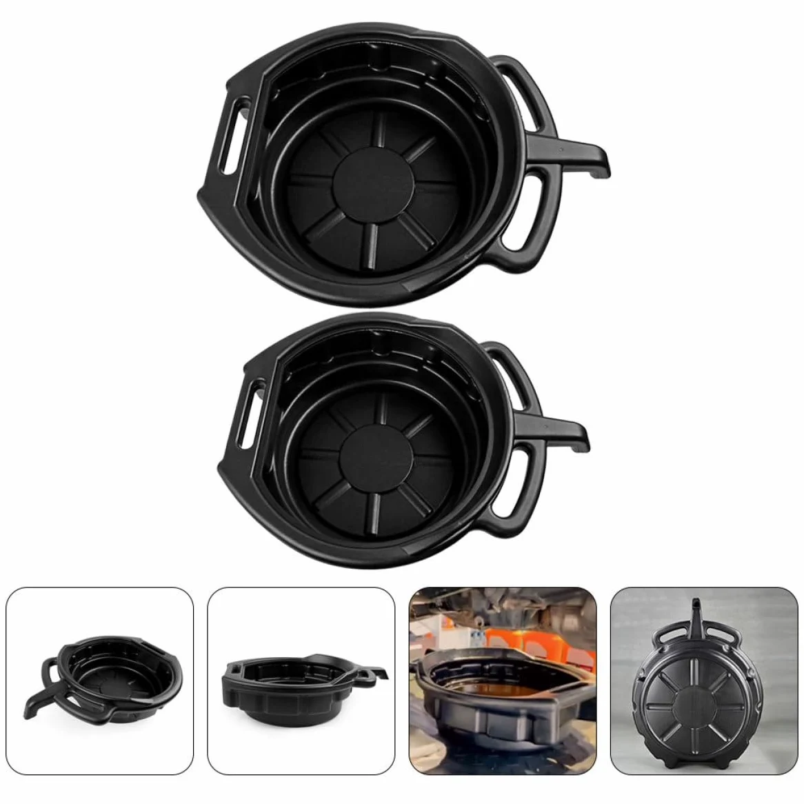 Bandeja para Aceite de Motor para Coche, Capacidad 10l y 15l, Material PE Resistente, Fácil de Usar y Conveniente para Reparación y Cambio de Aceite, Paquete de 2 Piezas