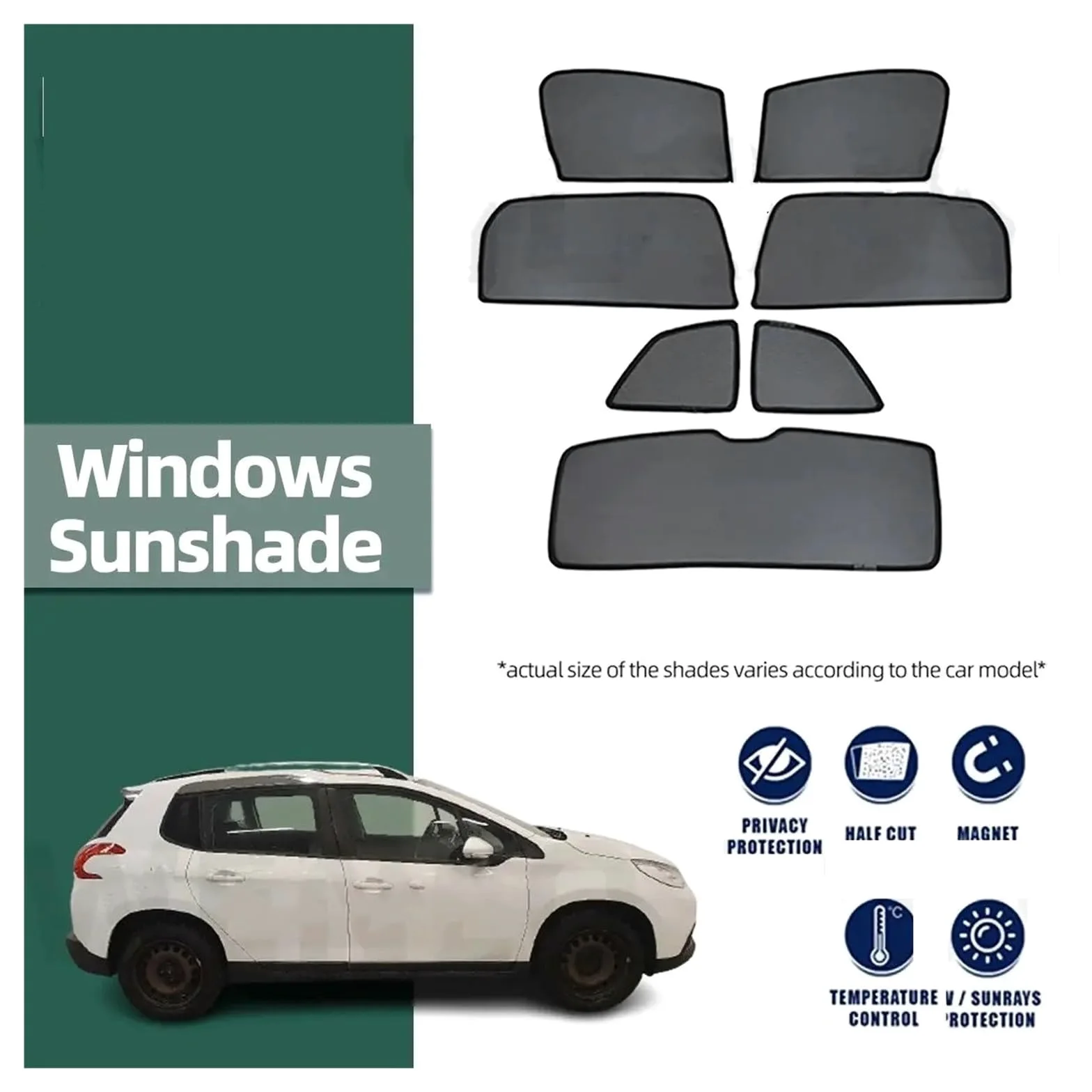 Parasol Ventanilla Coche Parasol Magnético para Peugeot 2008 2013-2019 Parasol para Parabrisas Delantero Cortina De Verano Accesorios para Coche Parasoles(Back Windshield)