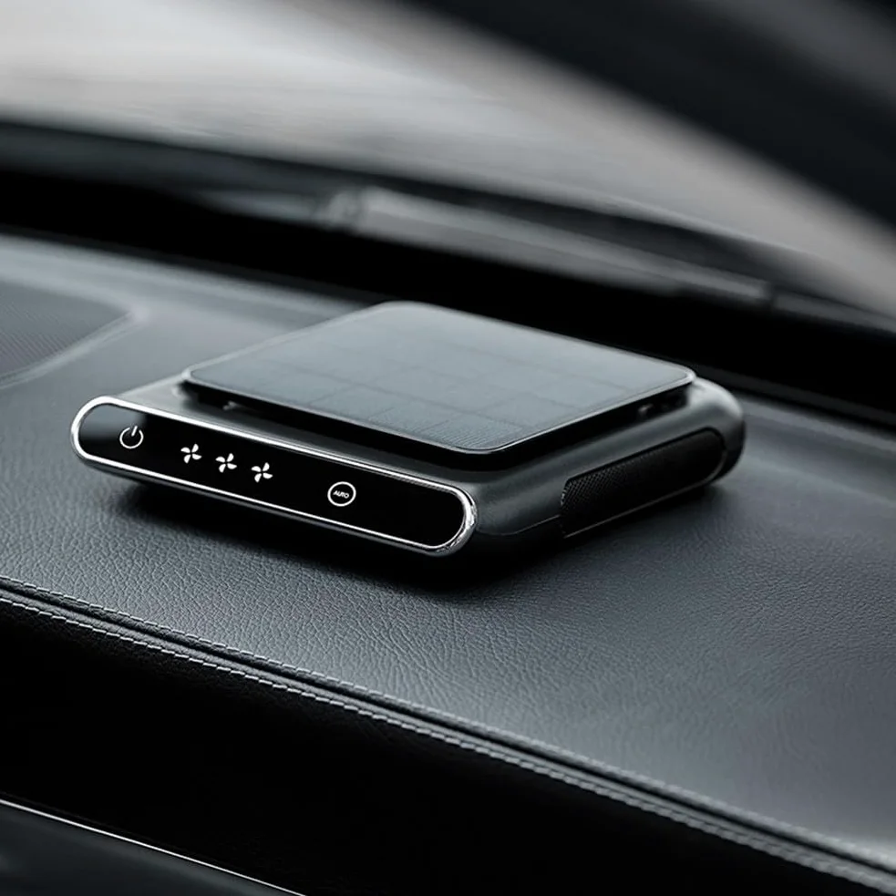 Purificador de aire para coche, ambientador, funciona con energía solar, iones negativos USB, elimina el olor a formaldehído para la oficina del coche, color negro
