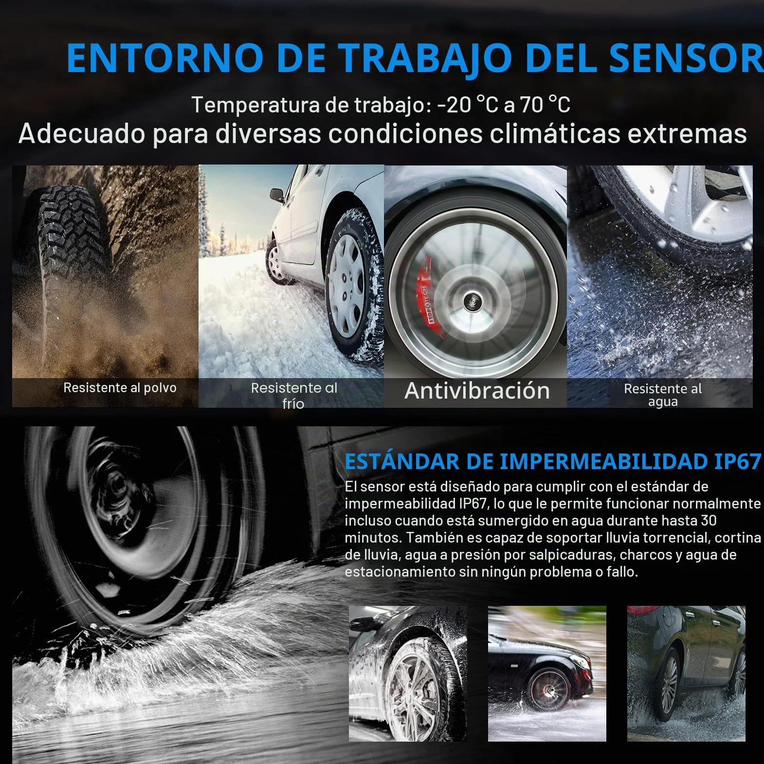 Sistema de control de presión de neumáticos KAOLALI compatible con 6 ruedas, con monitor de presión de neumáticos con pantalla digital, 9,9 bares/144 PSI máx., carga solar y USB, para camiones