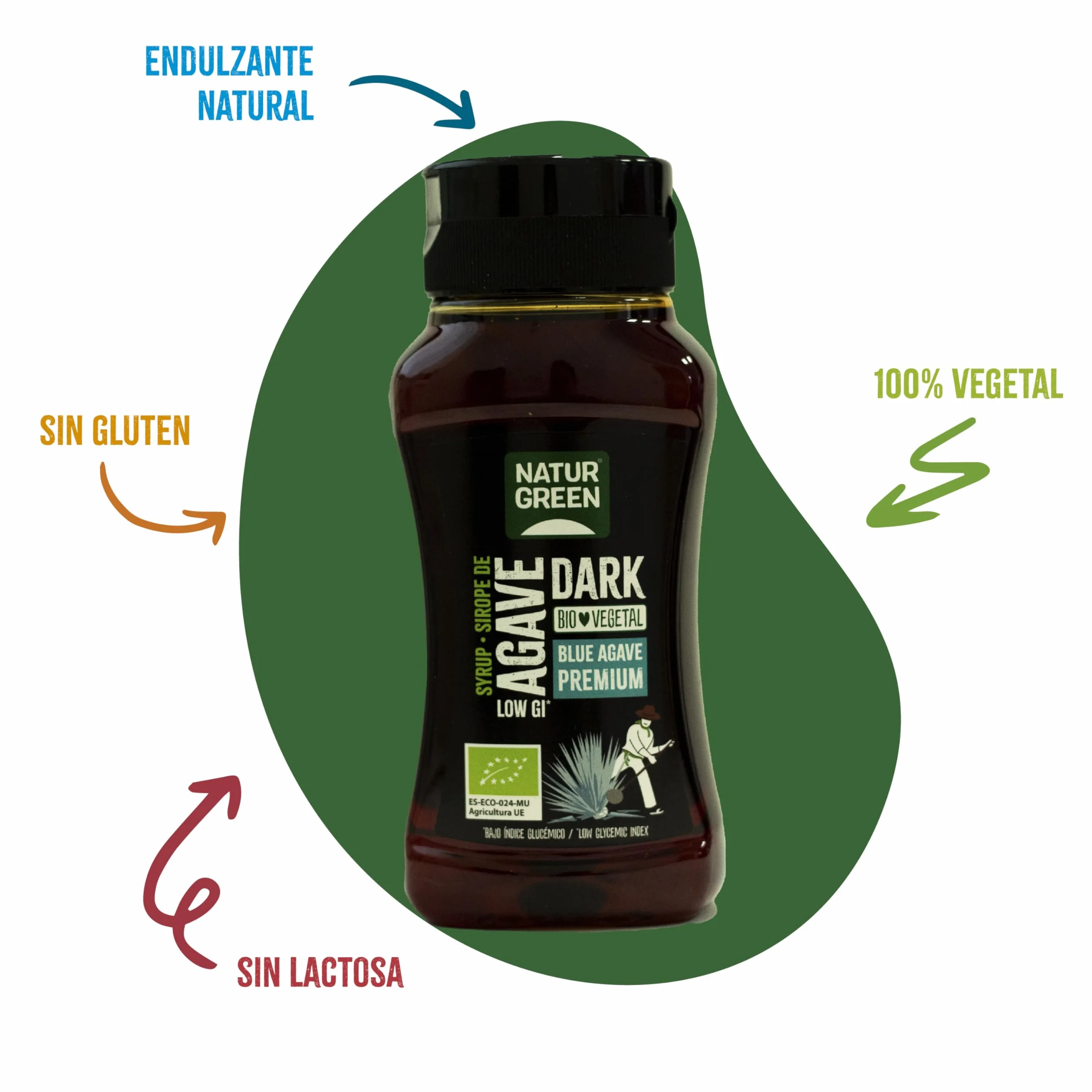 NaturGreen Sirope de Agave Dark BIO Ecológico Bajo Índice Glucémico Pack 6 x 258 ml