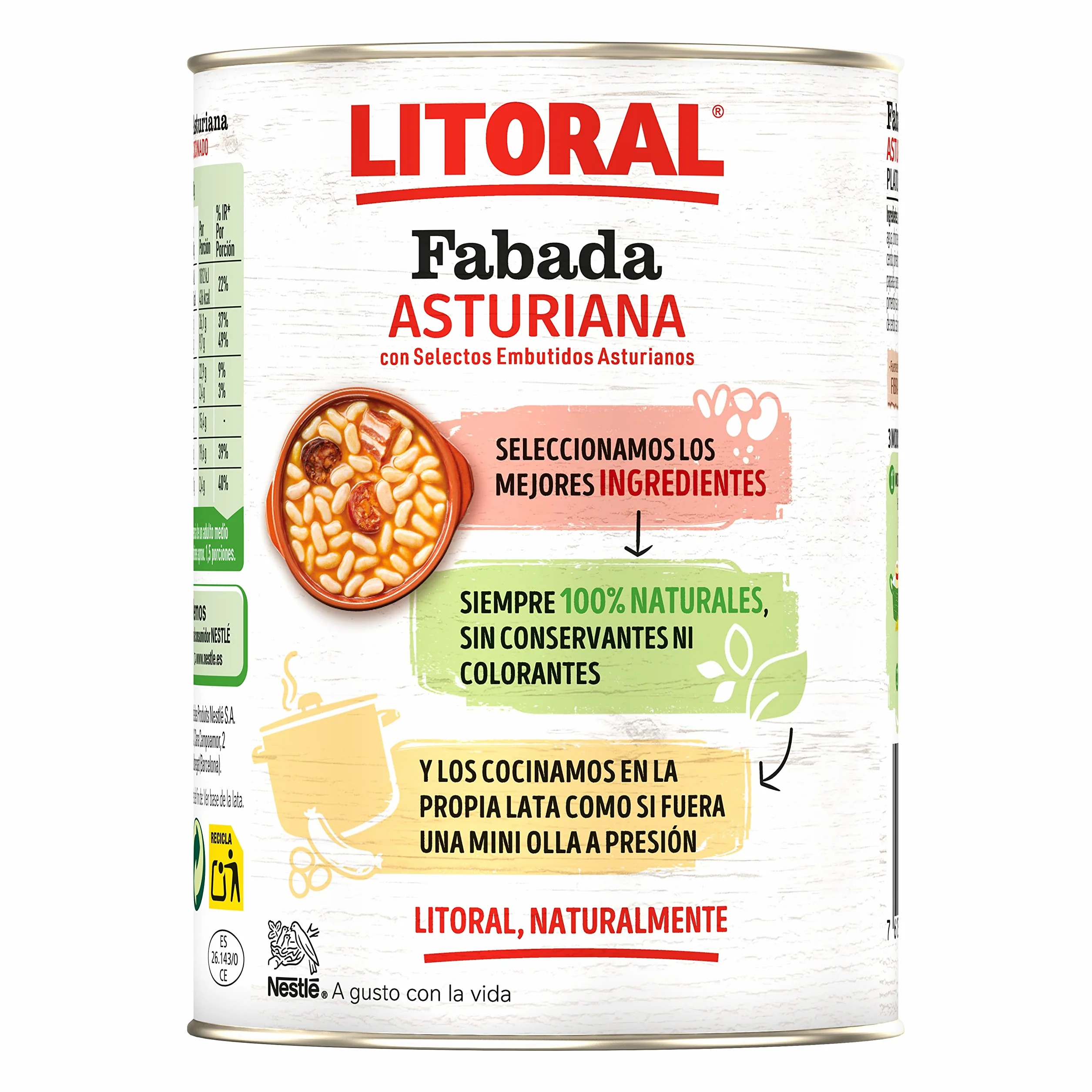 LITORAL Fabada Asturiana Plato Preparado Sin Gluten Pack 6x420 g