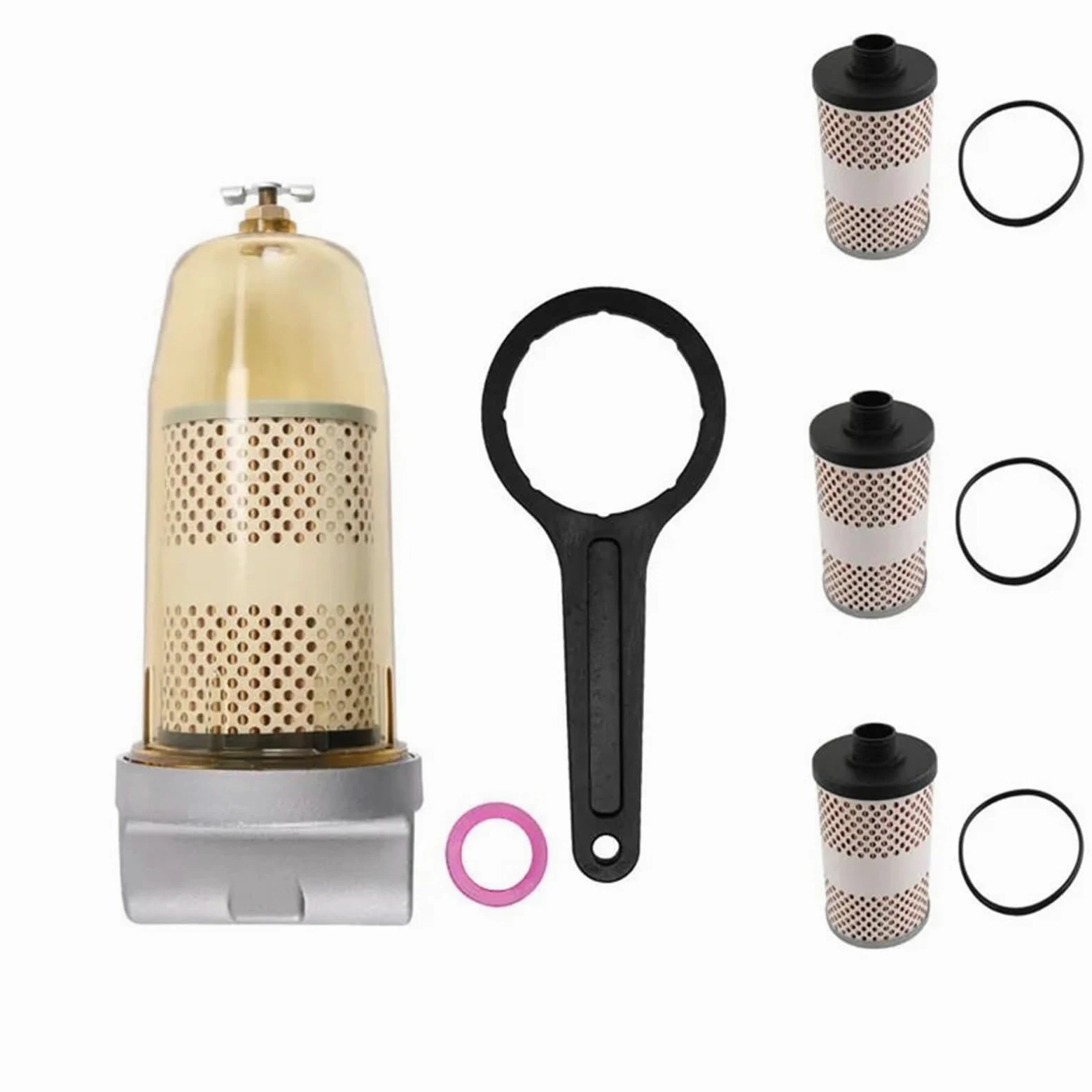 separador agua filtro coche Conjunto de filtro de tanque de combustible 496, separador de agua diésel de repuesto, 30 micras, máx. 25 Gpm, 150 Psi con 2 filtros sonda diésel(B10-AL AND 3 FILTER)
