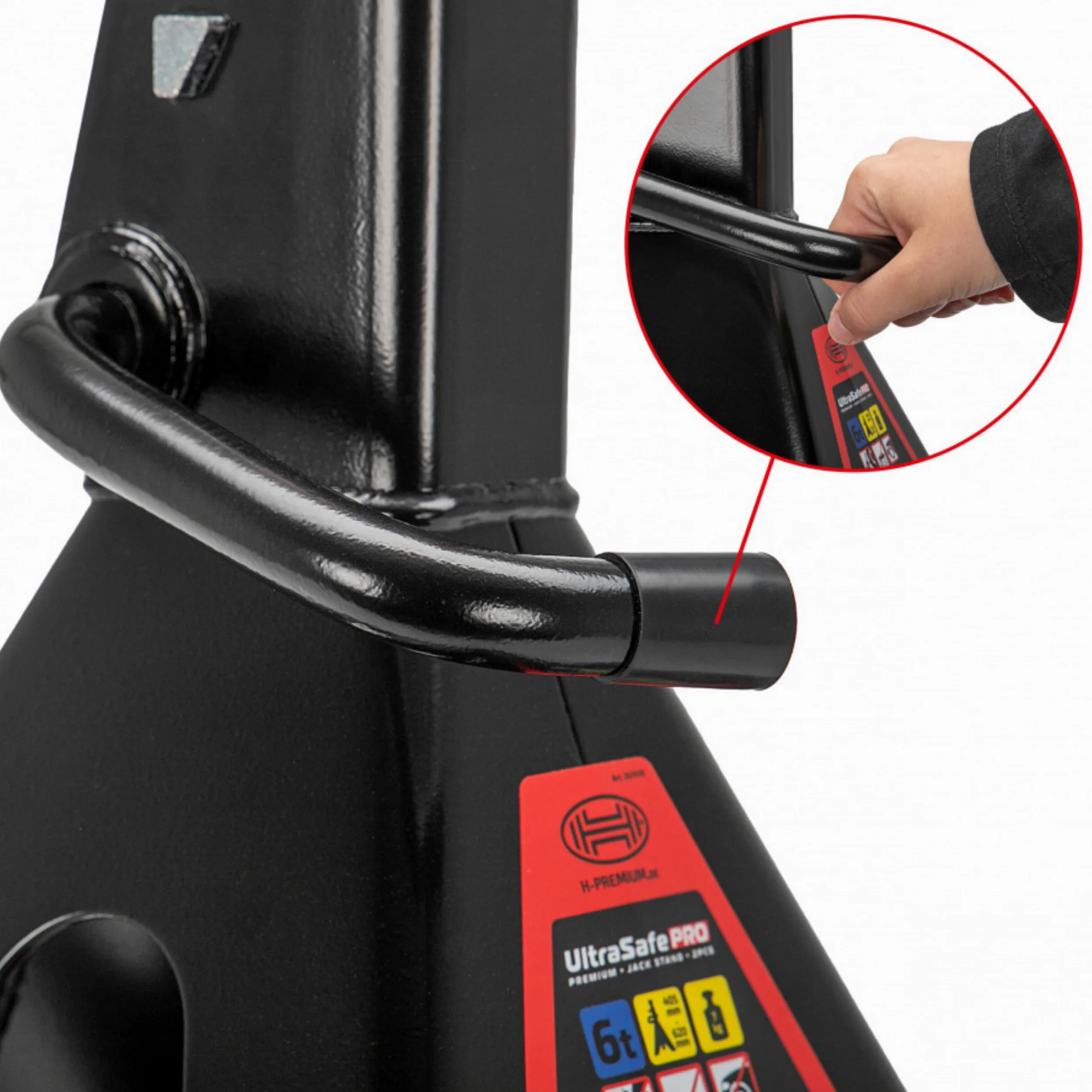 HEYNER Soporte de Gato Elevador Coche de Eje Resistente de 6 Toneladas, 6000 kg para Autocaravana, con Almohadillas de Goma Extra Estables, par H347470+RL