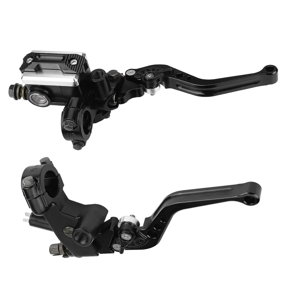 7/8 "22 mm Universal Motocicleta Embrague de freno Cilindro maestro Palancas de depósito Conjunto de depósito de fluido （1 par）
