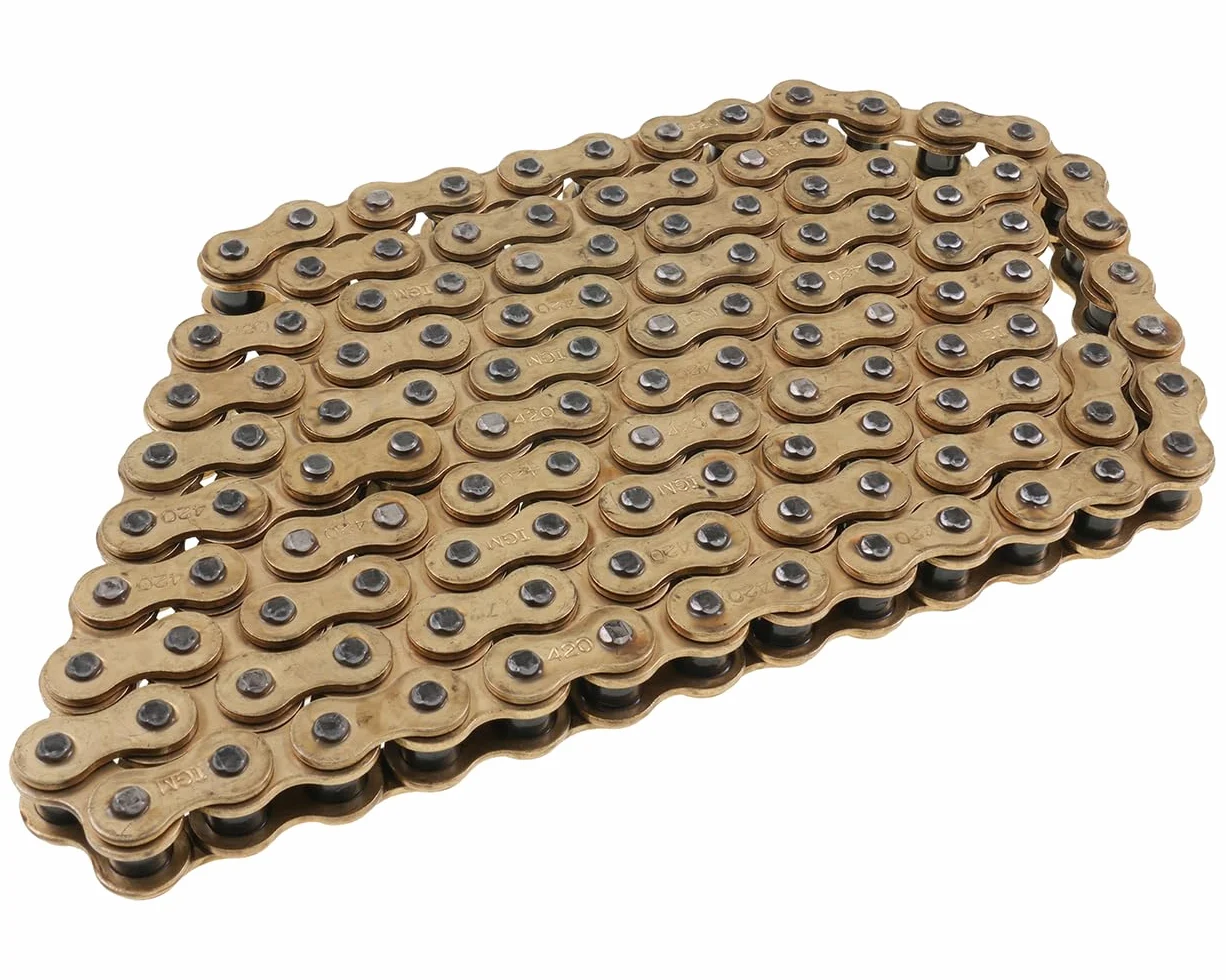 Cadena reforzada abierta dorada 420x122 compatible con Simson S50, S51, mofa, ciclomotor y moto de marchas