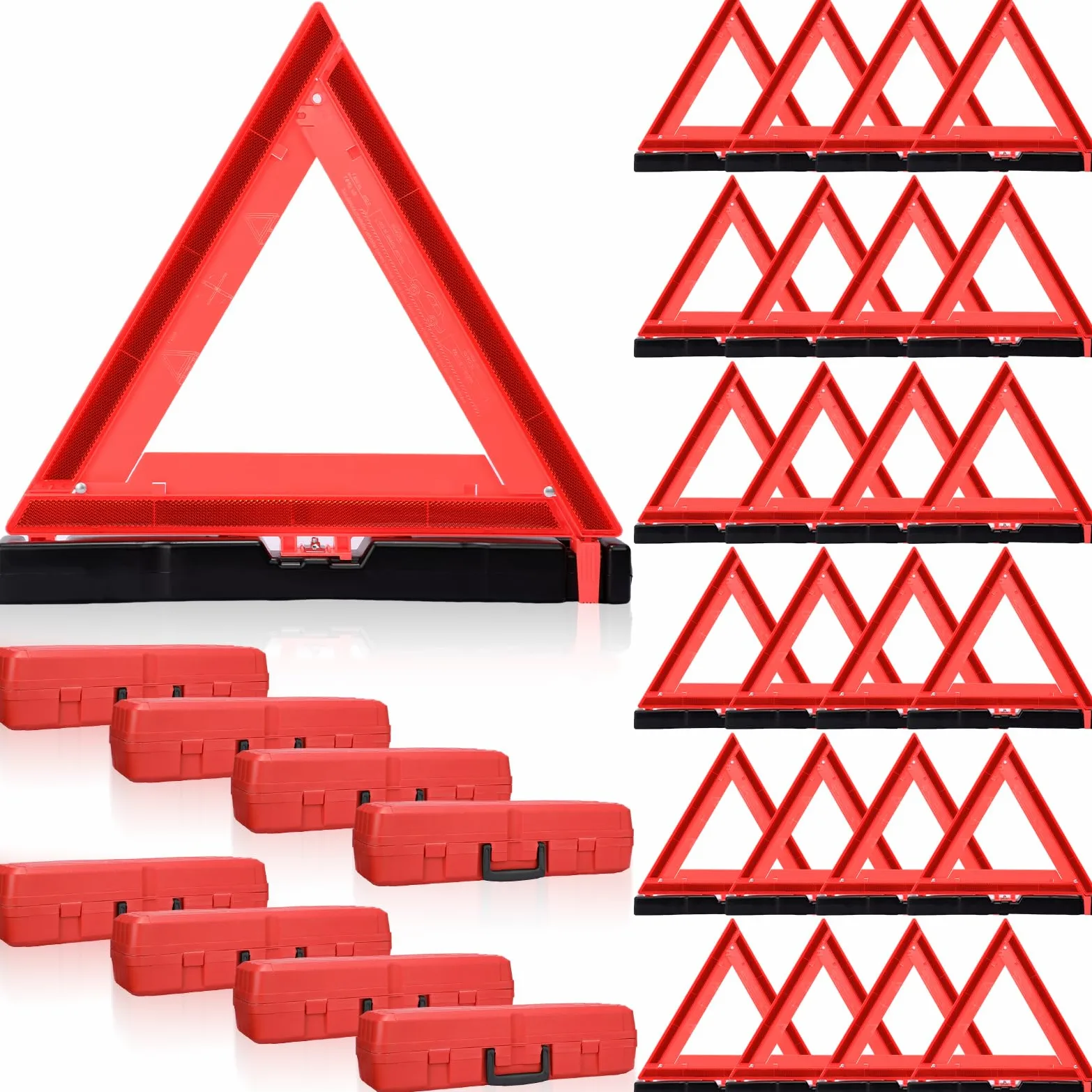 Kanayu Triángulo de advertencia de seguridad plegable aprobado por DOT, triángulos reflectantes de seguridad vial con estuche de transporte, base pesada, señal de advertencia de seguridad en carretera