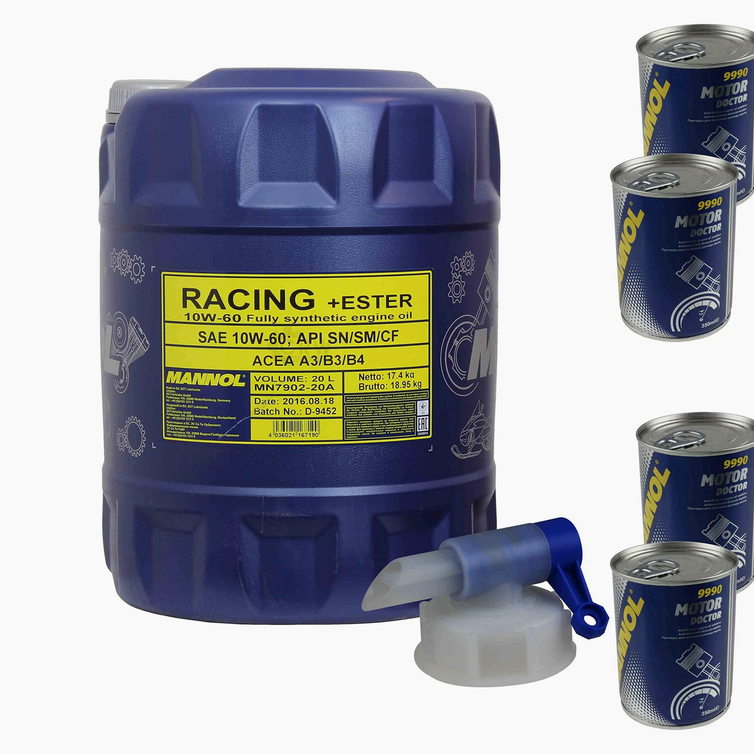20 l de aceite de motor MANNOL Racing + Ester 10W-60 para 4 motores Doctor ADDITIV