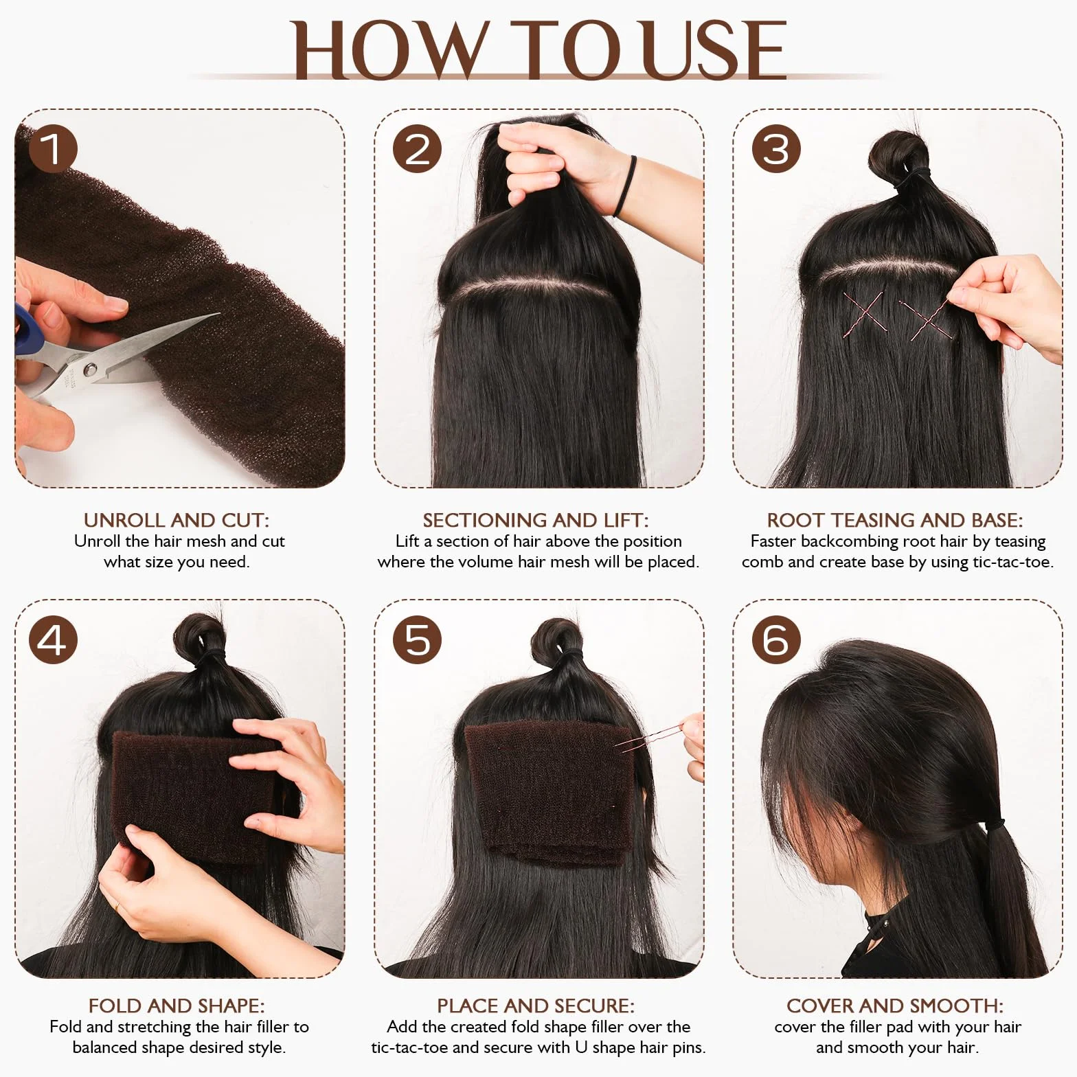 Esponja de pelo para recogido donas de volumen marrón oscuro