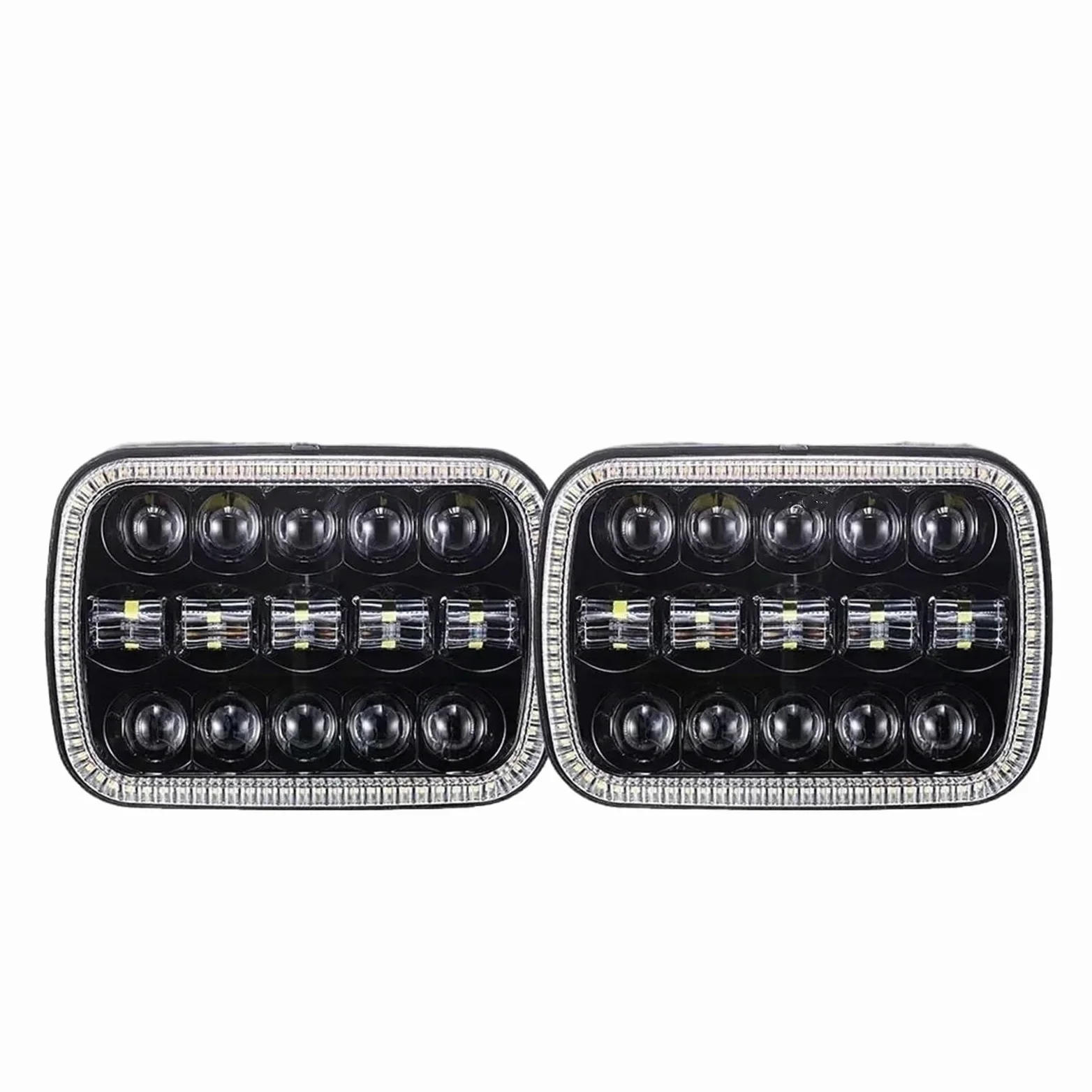 Bombilla Coche Faro LED Impermeable 7x6 Bombilla para coche | 90W 5X7 Blanco DRL Ámbar Intermitente H4 Cuadrado