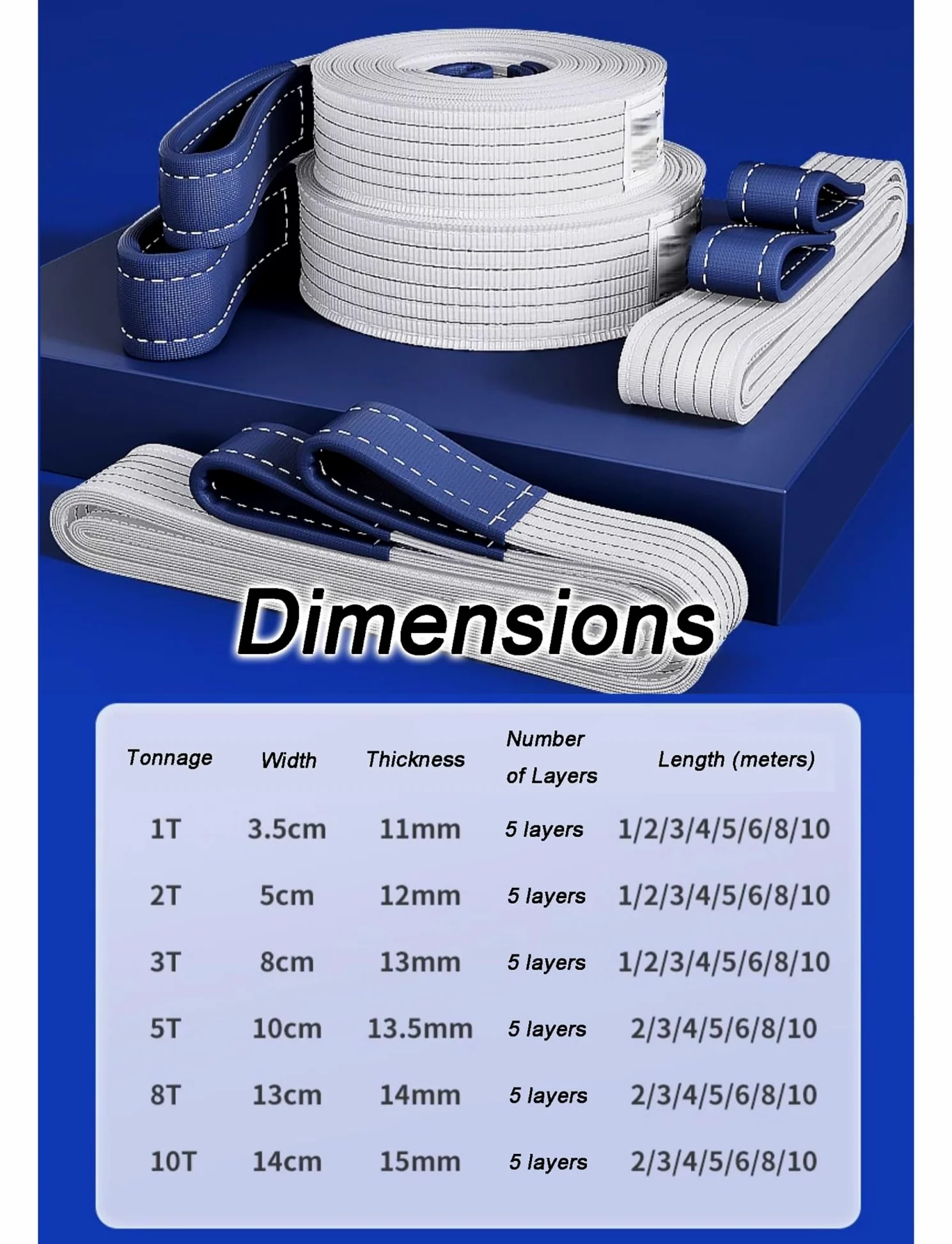 Eslinga de elevación - Correa Industrial de Alta Resistencia | Cinta de poliéster Reforzada para elevación de árboles, grúas, Remolque y Aparejos.,2T-3 Meters/9.8ft