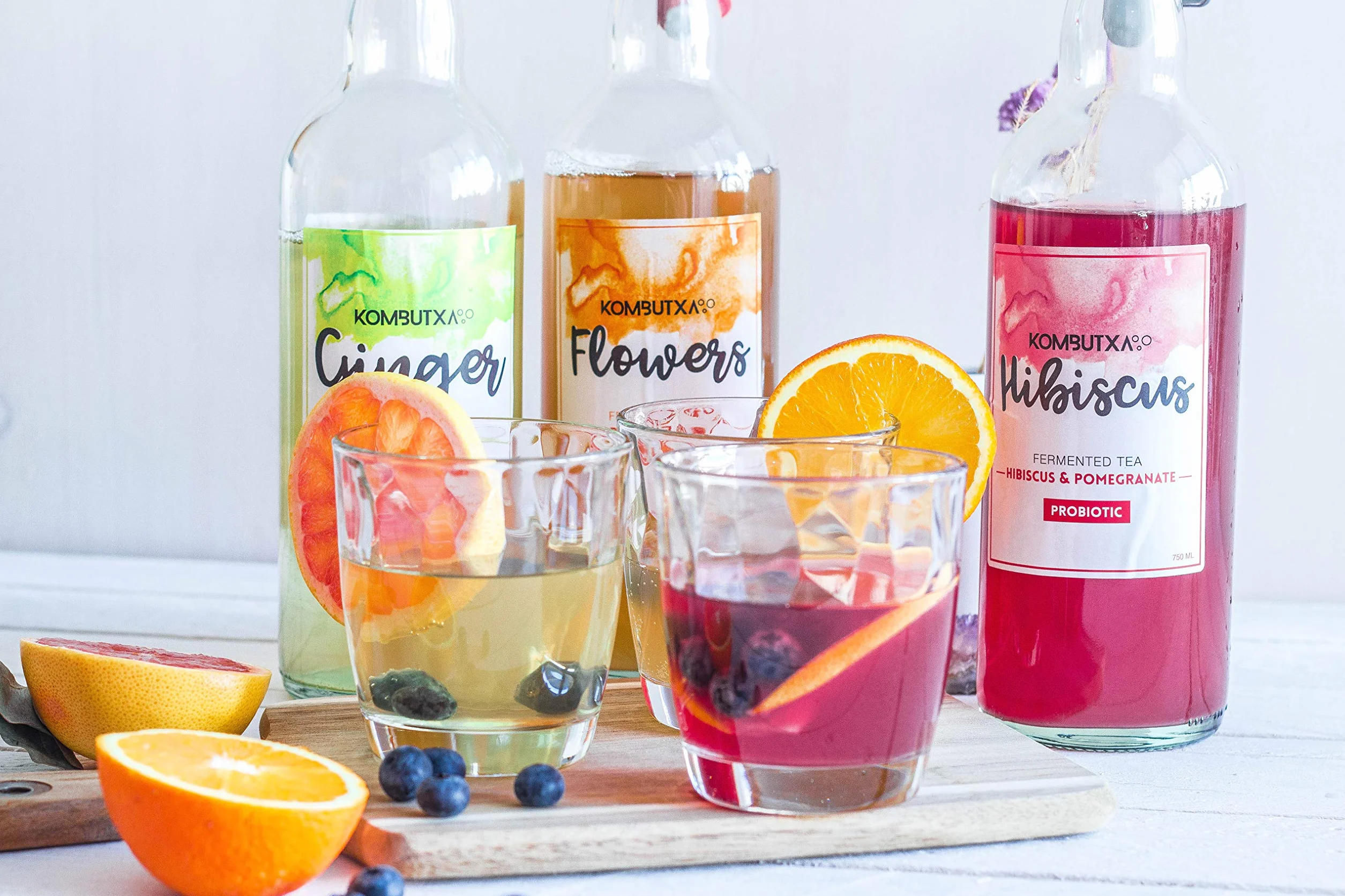 Mūn Ferments Té Kombucha Pack Ginger Hibiscus 6x750ml Bebida Ecológica Bio Fermentada Con Probióticos Naturales