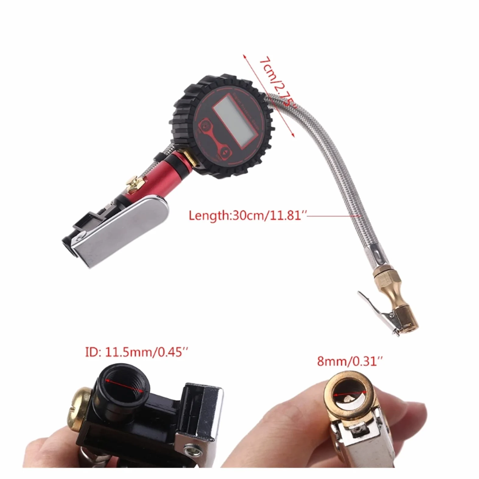 Inflador de neumáticos Digital con manómetro de 250 PSI, Esfera Luminosa de fácil Lectura LCD retroiluminada Digital