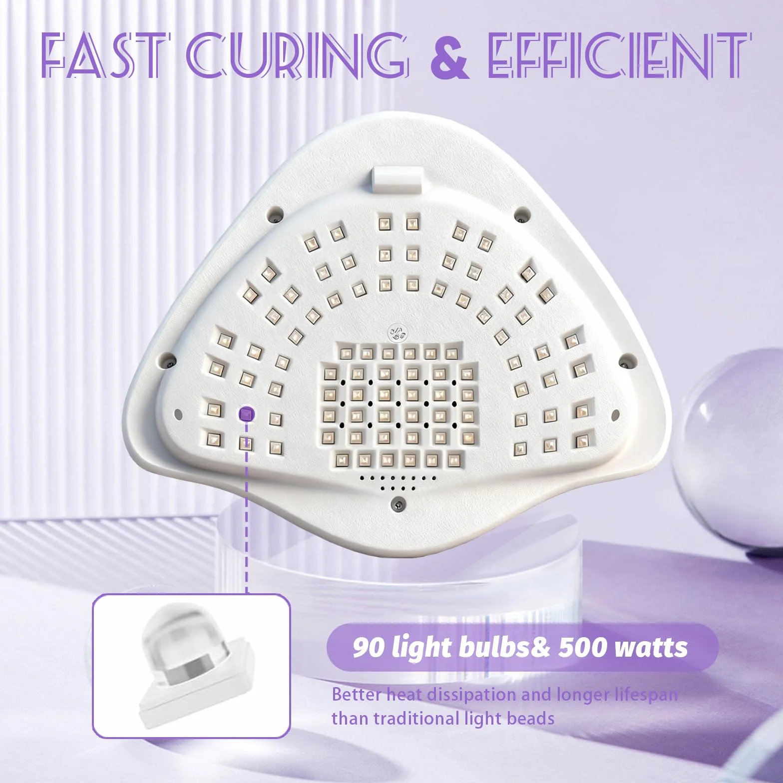 LÁMPARA UV/LED PARA UÑAS 500 W - Secador de uñas con 90 LED y sensor automático