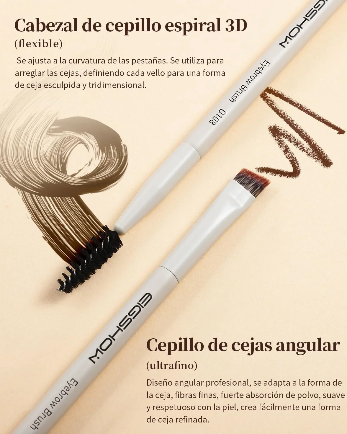 EIGSHOW Cepillo para cejas en ángulo de doble punta, para definir cejas delineador ojos pestañas, Maquillaje de Ojos