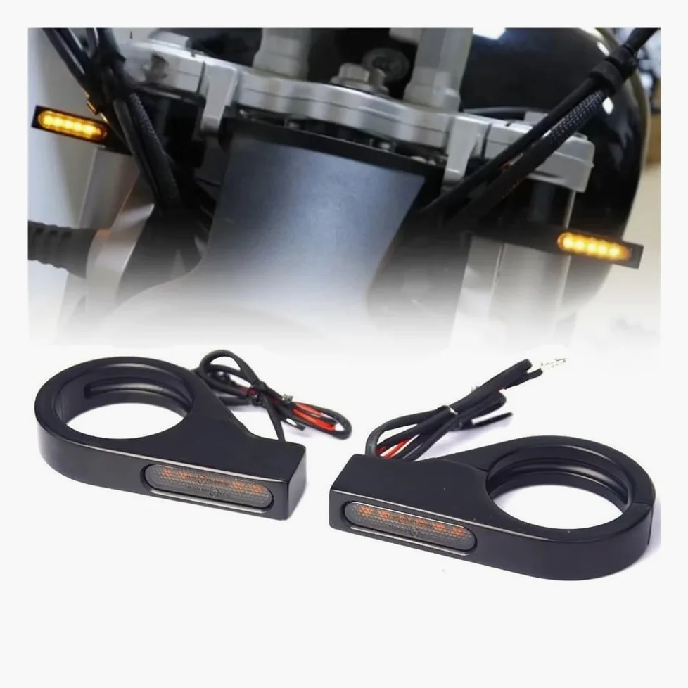 Luces Señal Giro Para Motocicleta, Lámpara Indicadora | Luz LED De Intermitente Tubo 39-41mm Para Motocicleta, Lámpara Indicadora Dirección Ámbar, Aluminio