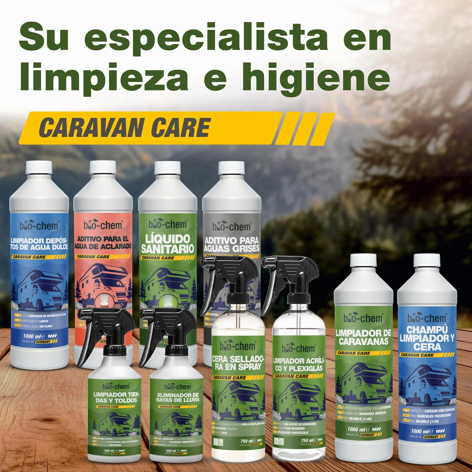 Bio-Chem - Limpiacristales acrílico y plexiglás 750 ml - Limpiacristales para caravanas, autocaravanas y automóviles - Spray líquido limpiacristales para automóviles