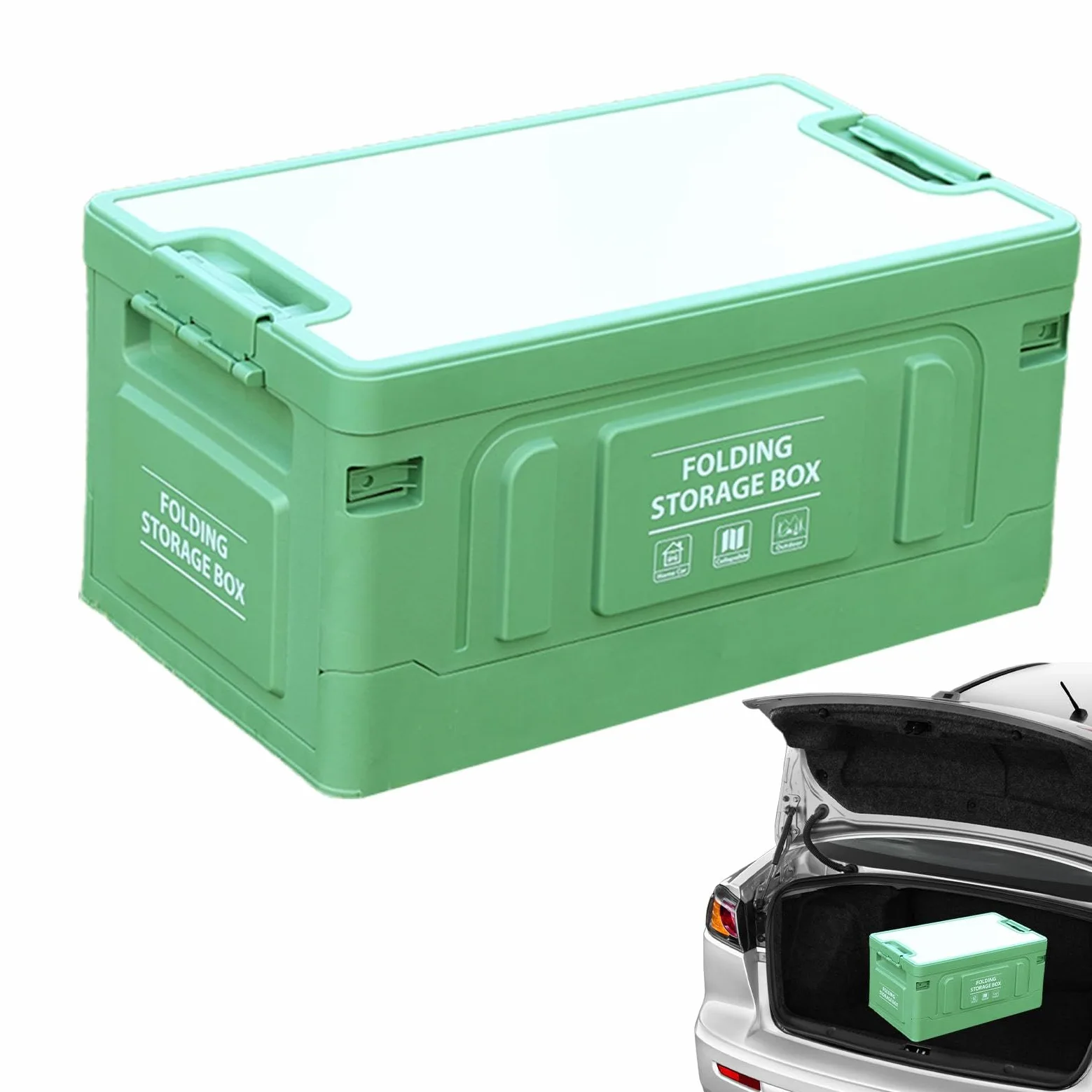 Organizador de maletero plegable para maletero, 60 l, caja organizadora para el maletero del coche, con tapa a prueba de polvo para verduras, herramientas de camping, salvado | para el maletero del coche, con tapa a prueba de polvo para verduras, herramie