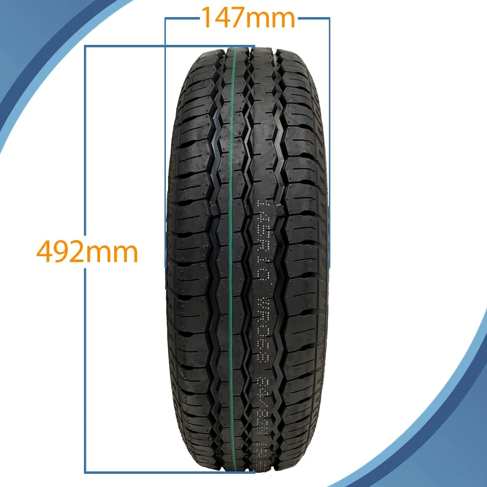 Parnells Juego 2 Ruedas Remolque Completas Alta Velocidad Neumáticos Sin Cámara Wanda Wr068 Radial 145R10 4 Pernos PCD 100mm Carga 430kg 65psi