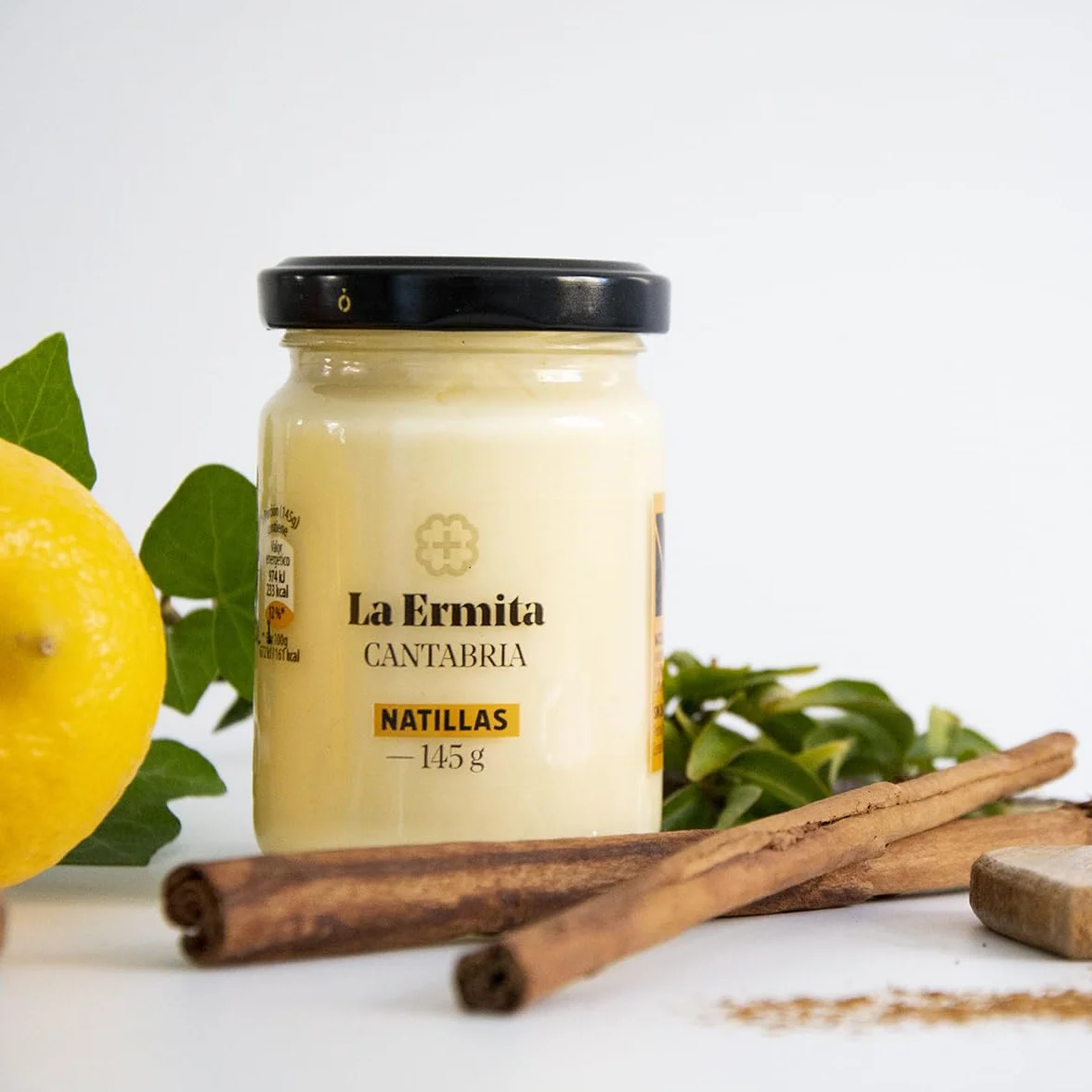 LA ERMITA Natillas Postre Lácteo Cremoso con Yema de Huevo Canela y Limón Sin Gluten 145 g Pack 6