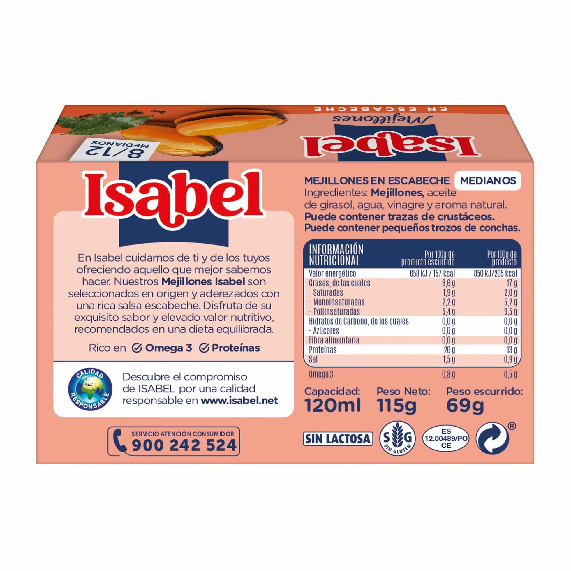 Isabel Mejillones en Escabeche Pack 5 Latas 8-12