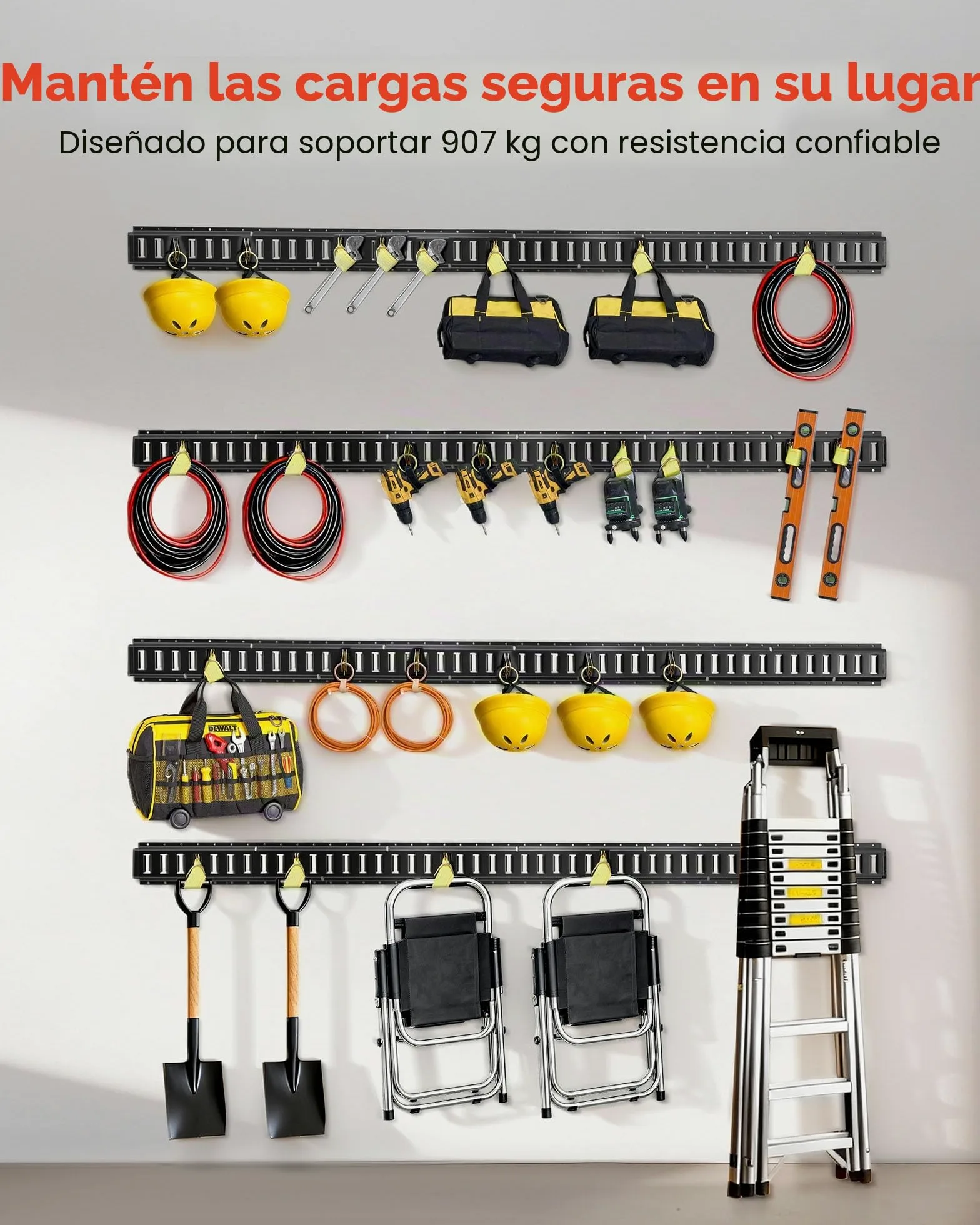 VEVOR Kit de Amarre E-Track, Paquete de 4 Rieles de 2346 mm, Capacidad de Carga de 909 kg, Sistema de Amarre para Furgonetas, Remolques, Garajes y Herramientas de Taller, Correas no Incluidas