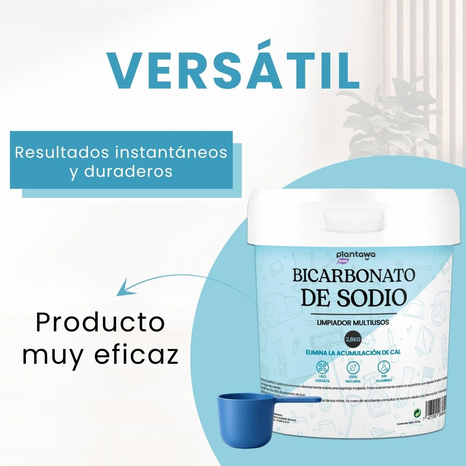 PLANTAWA Bicarbonato de Sodio 2,8kg Polvo Multiusos para Limpieza del Hogar Alta Pureza