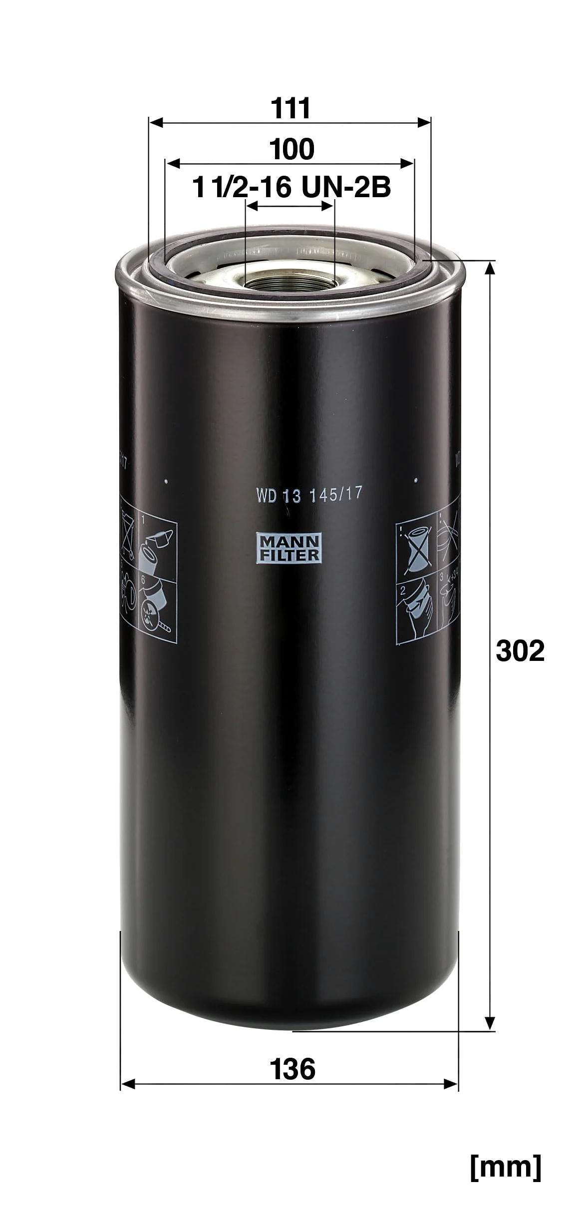 MANN-FILTER WD 13 145/17 Filtro de aceite - para Aplicaciones fuera de autopista