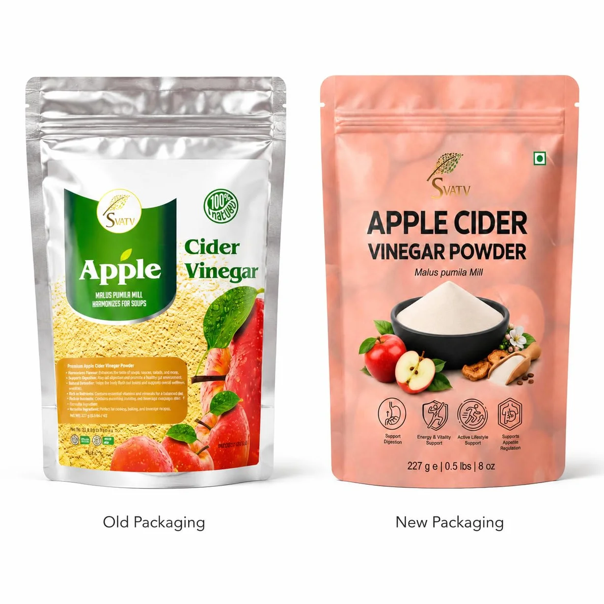 SVATV Vinagre de sidra de manzana natural en polvo 227g Sin gluten 75 porciones