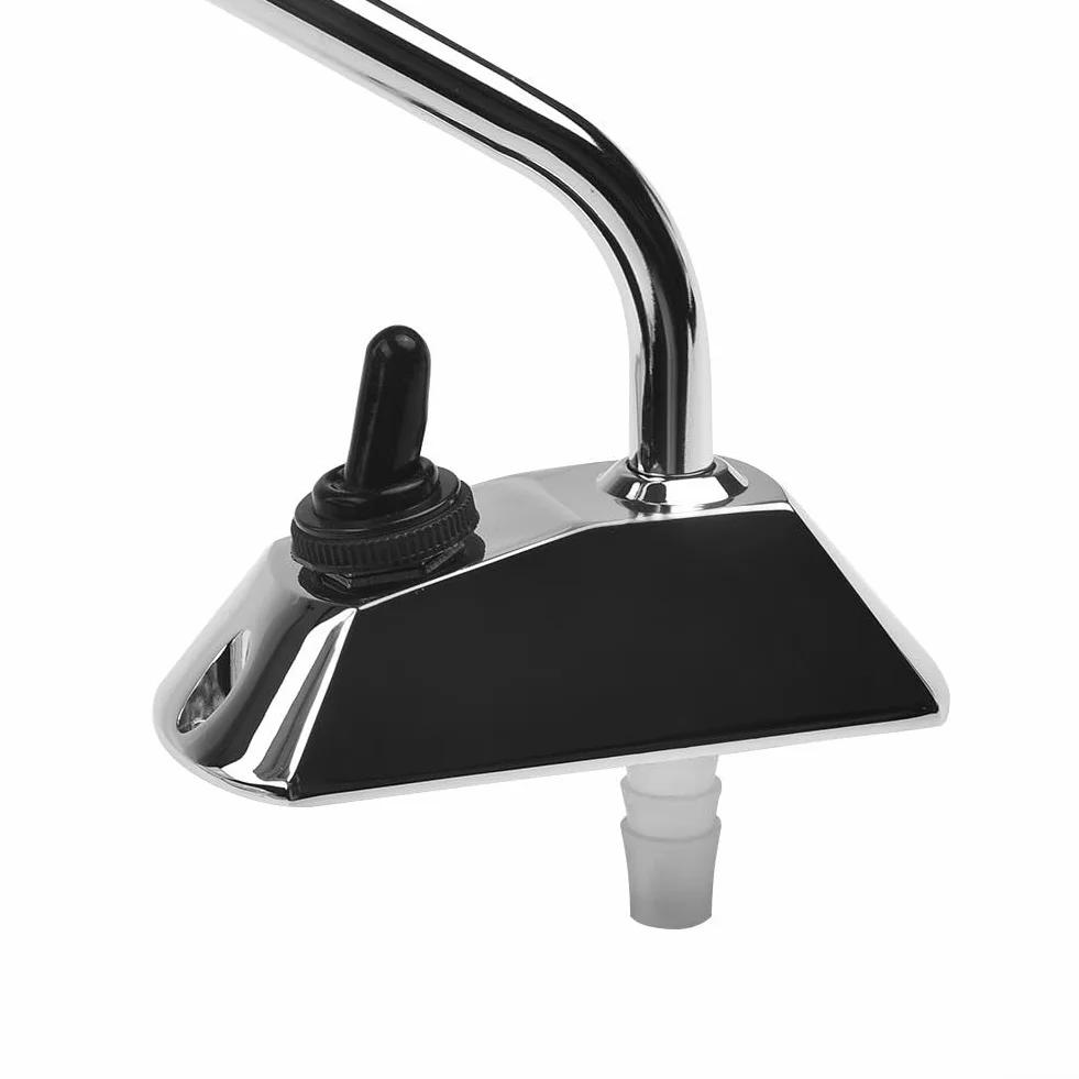 Grifo de cocina de 12 V CC con interruptor integrado y boquilla oscilante de acero inoxidable para aplicaciones de caravana, barco, RV
