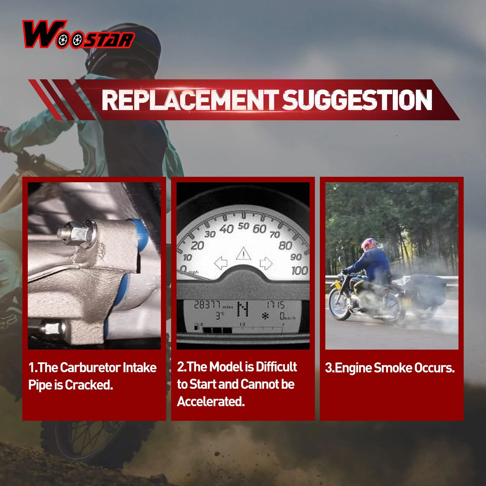 WOOSTAR Tubo Admision Carburador 27mm Reemplazo para CG 125cc 150cc 200cc Motor Vertical Roketa Sunl BMS JCL Jetmoto ATV 4 Wheeler Quad Dirt Pit Bike Go Kart