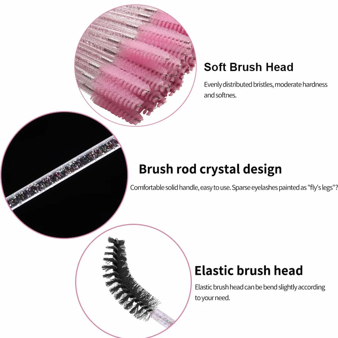 Cepillos Desechables Para Máscara de Pestañas, Aplicador Con Mango de Cristal Para Extensión de Pestañas y Cejas