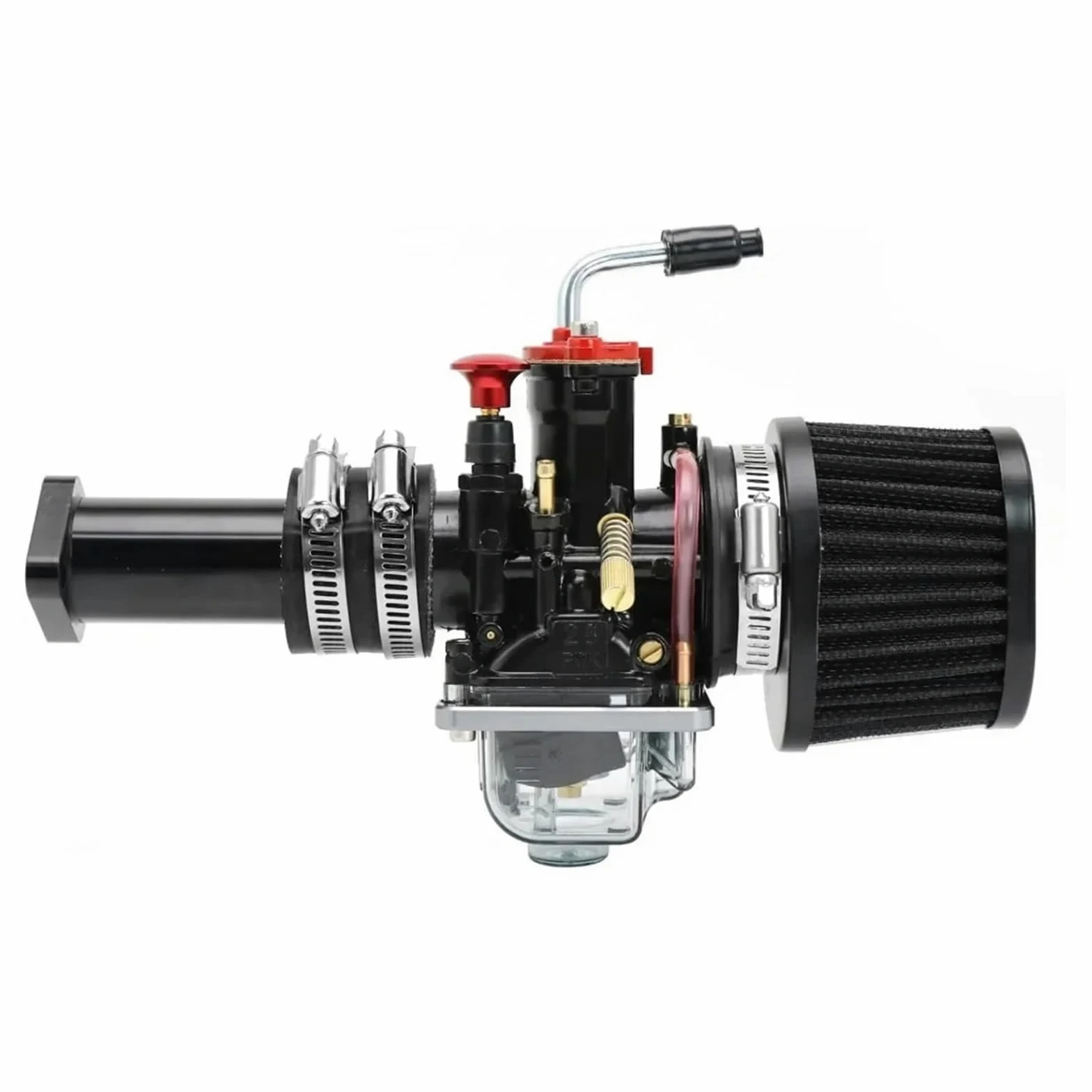 carburador de desbrozadora de gasolina Carburador para carburador para PWK con filtro de aire para adaptador colector admisión Tazón flotante visible Tubo codo guía(30mm Black Kit 2)