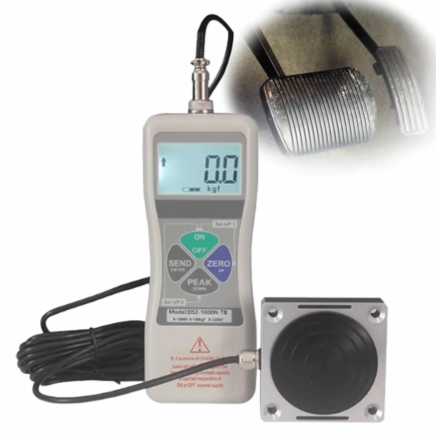 Medidor de Fuerza de Freno del vehículo Probador de Fuerza de Control de Fuerza de Pedal Digital, Unidad (N, Kg, LB), Salida de computadora USB, LCD con retroiluminación automática