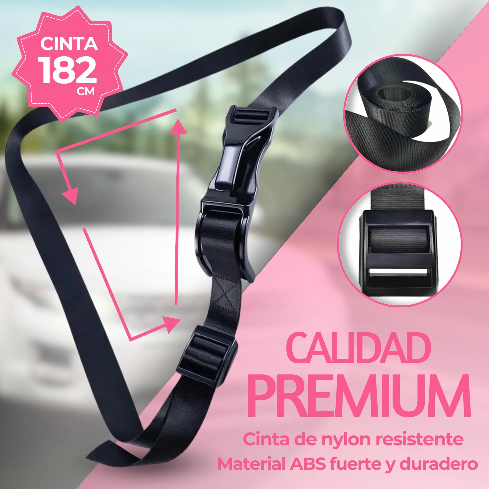 Adaptador Cinturon De Seguridad Para Embarazada. Ajustador Homologado Para Maternidad, Protege A Tu Bebe En El Coche De Impactos, Presiones. Anclaje Premama Embarazo.