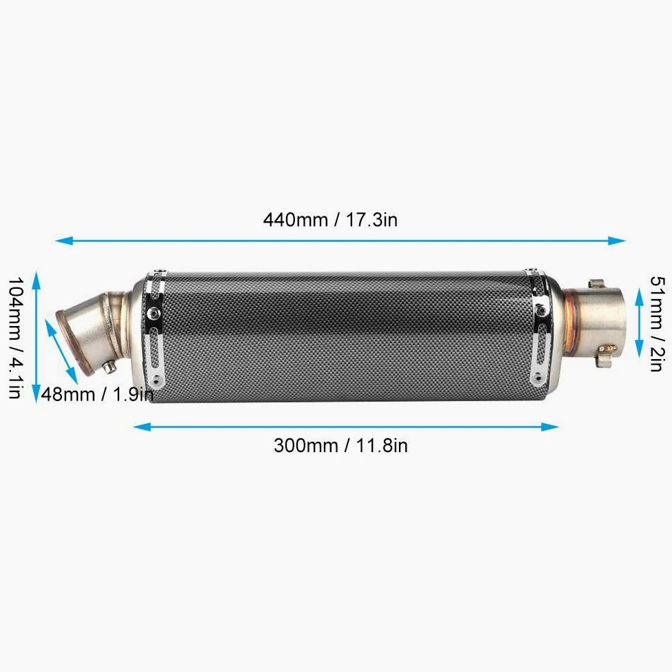 Tubo de escape, 51mm/2in Universal Moto Scooter Tubo de escape Textura de fibra de carbono apto para R3 R6 R15