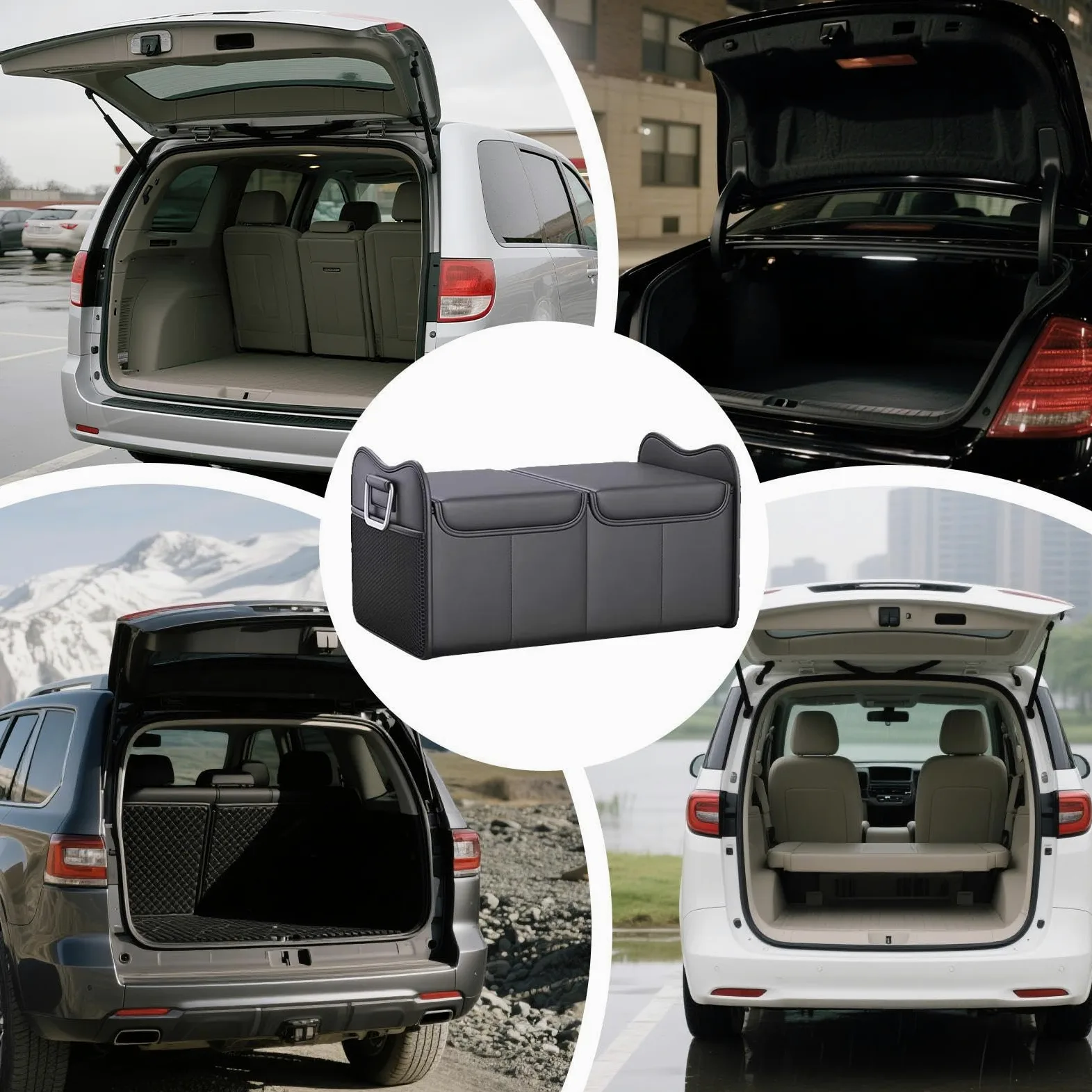 Organizador de maletero para SUV, de almacenamiento para maletero | organizador de carga, de almacenamiento plegable grande, accesorios de vehículo para asiento trasero, RV, camión, automó