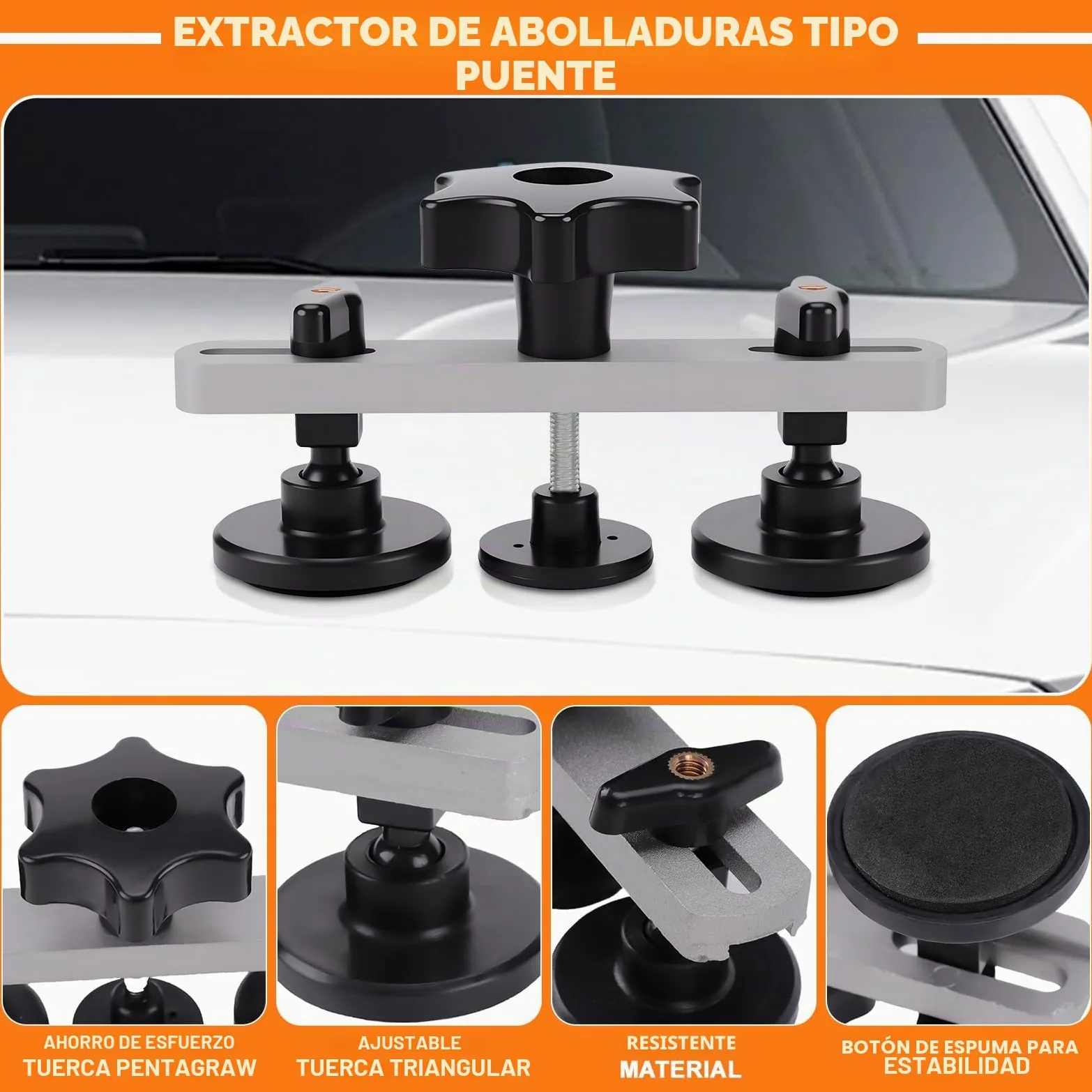 KAOLALI Kit de Extractor de Abolladuras de Coche, 78Pcs Kit de reparación de abolladuras, con Extractor de Abolladuras Dorado de Puente y Pistola de Pegamento para Reparación de Abolladuras de Coche