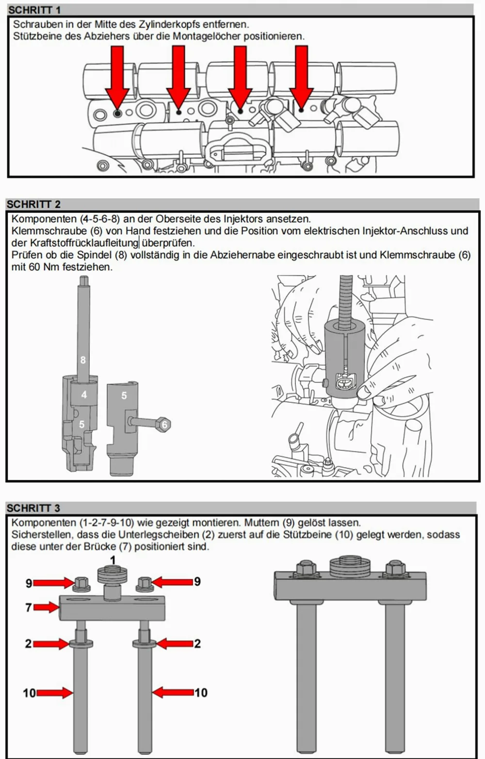 303-1706 Juego de extractores de inyectores compatible con Ed*ge Fo*cus Gal*axy Ku*ga Ran*ger Eco*Blue 2.0 motores diesel extractor de inyectores